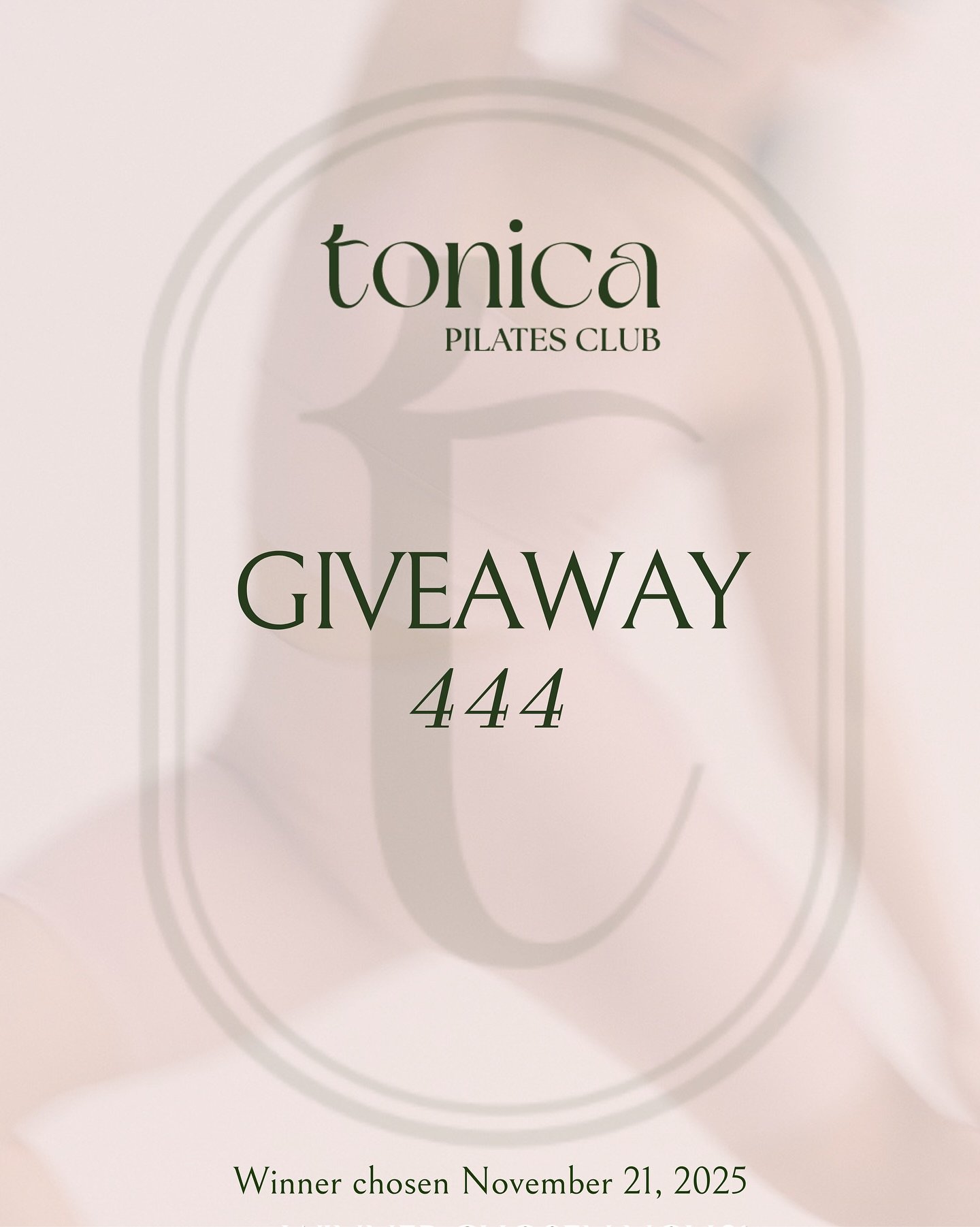 Tonica 444 Giveaway
We want to show our deepest appreciation to our Tonica famiglia as we continue building our studio.

From today until Nov 21st, enter to win:

💗 4 Months Unlimited Tonica Classes
💗 $400 Mandy&rsquo;s Salad Credit
💗 $400 Alo Gif