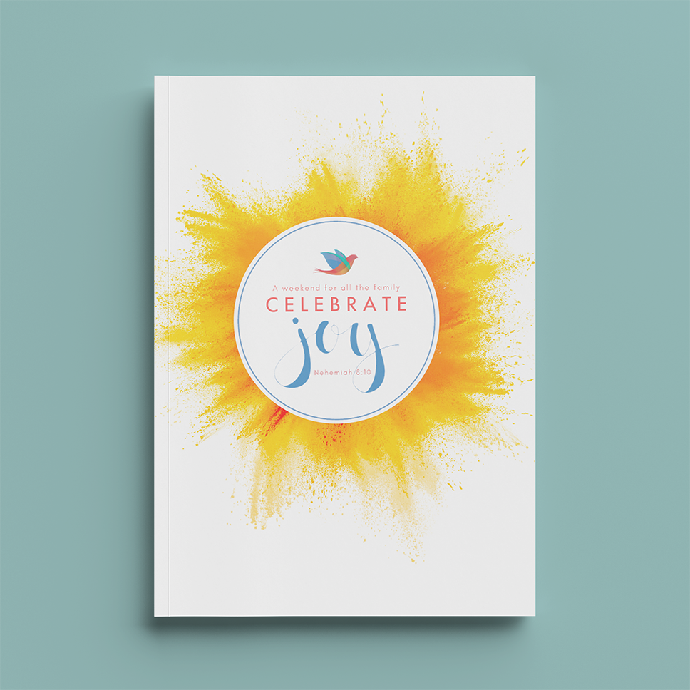 CELEBRATE Trust Joy Conference booklet designed by WHAT MUST BE DONE +