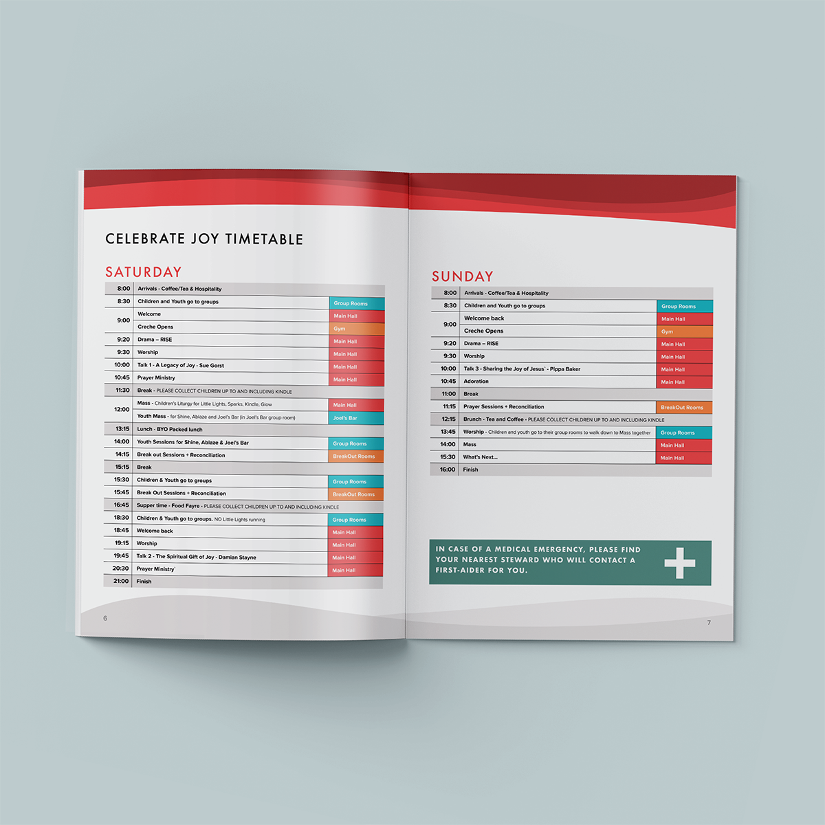 CELEBRATE Trust Joy Conference booklet designed by WHAT MUST BE DONE +