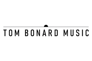 Logo for Tom Bonard Music black text with a thin line above and half-circle sunrise depiction