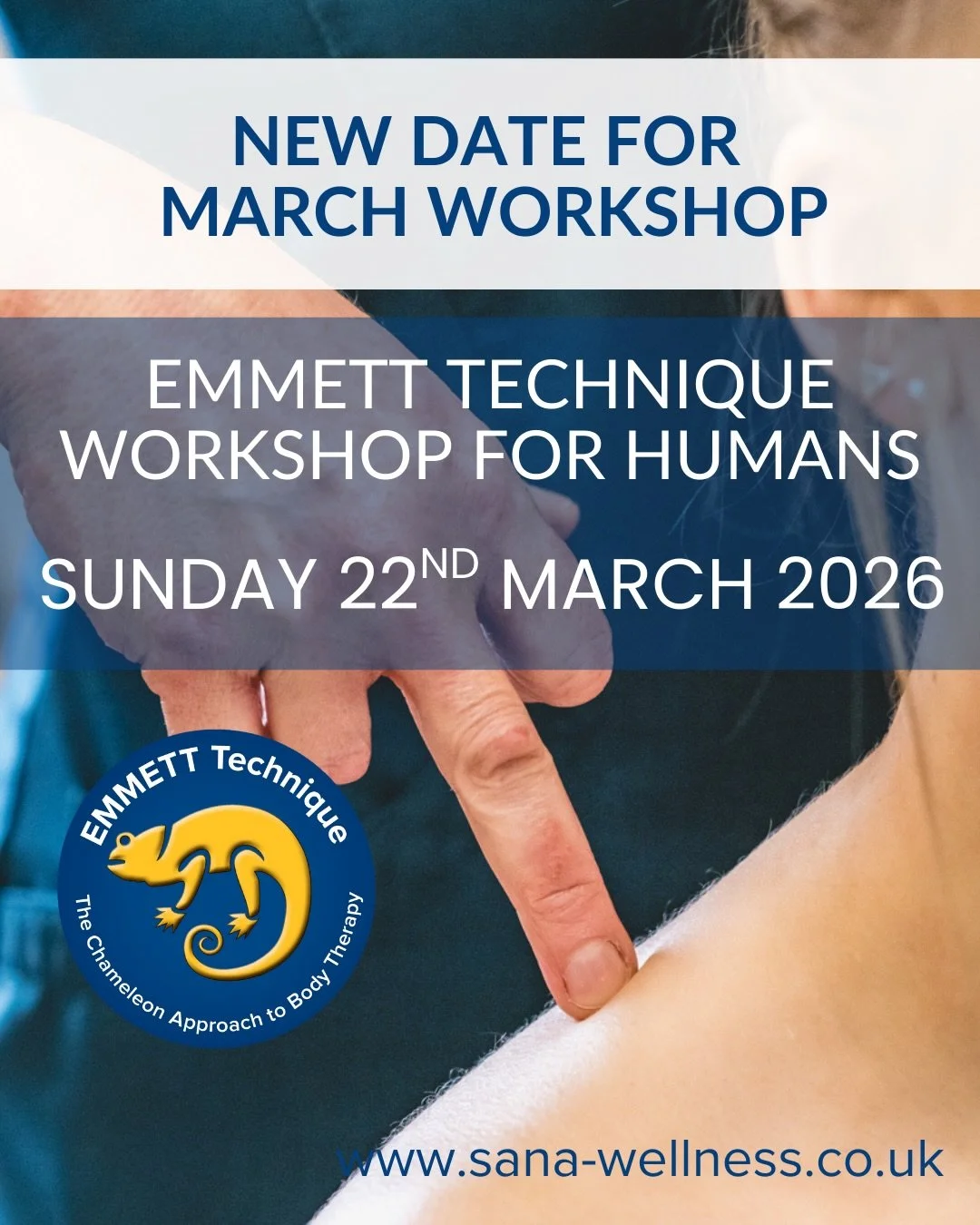 NEW DATE FOR EMMETT WORKSHOP

Sunday 22nd March  9am &ndash; 5pm

Come and spend a day learning a technique which will benefit your clients, friends, family and yourself.

This 8 hour introductory workshop created by Ross Emmett allows everyone the o