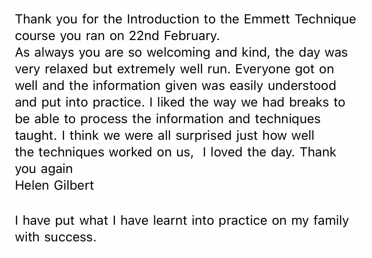 Feeling so grateful for this lovely feedback from one of my students 💛

Seeing people leave feeling confident, inspired and excited to use the Emmett Technique in their treatments is exactly why I love teaching.

If you&rsquo;re curious about learni
