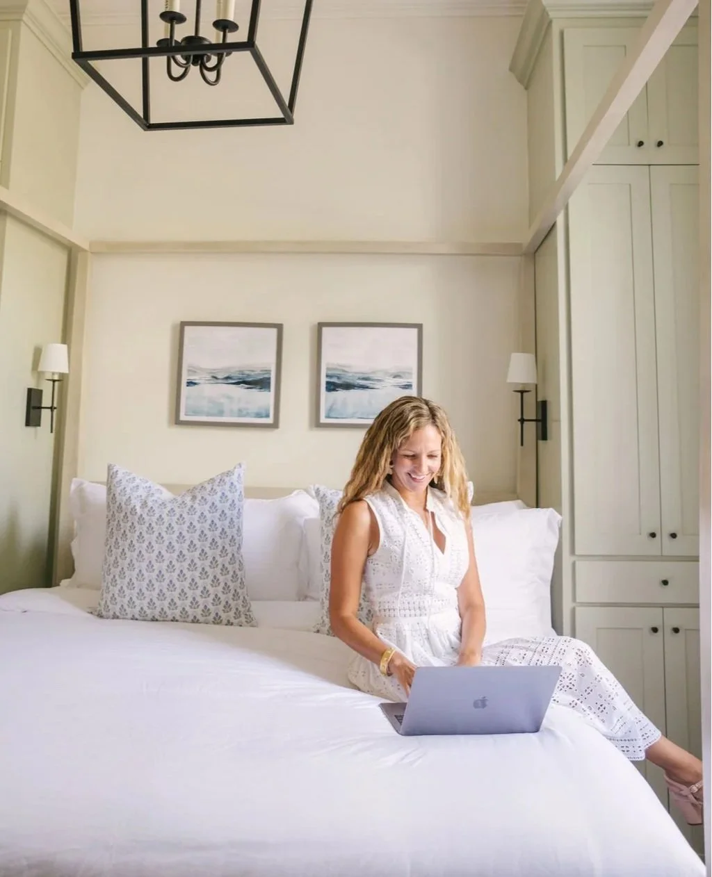 Guest working remotely from a historic Charleston vacation home during a corporate retreat