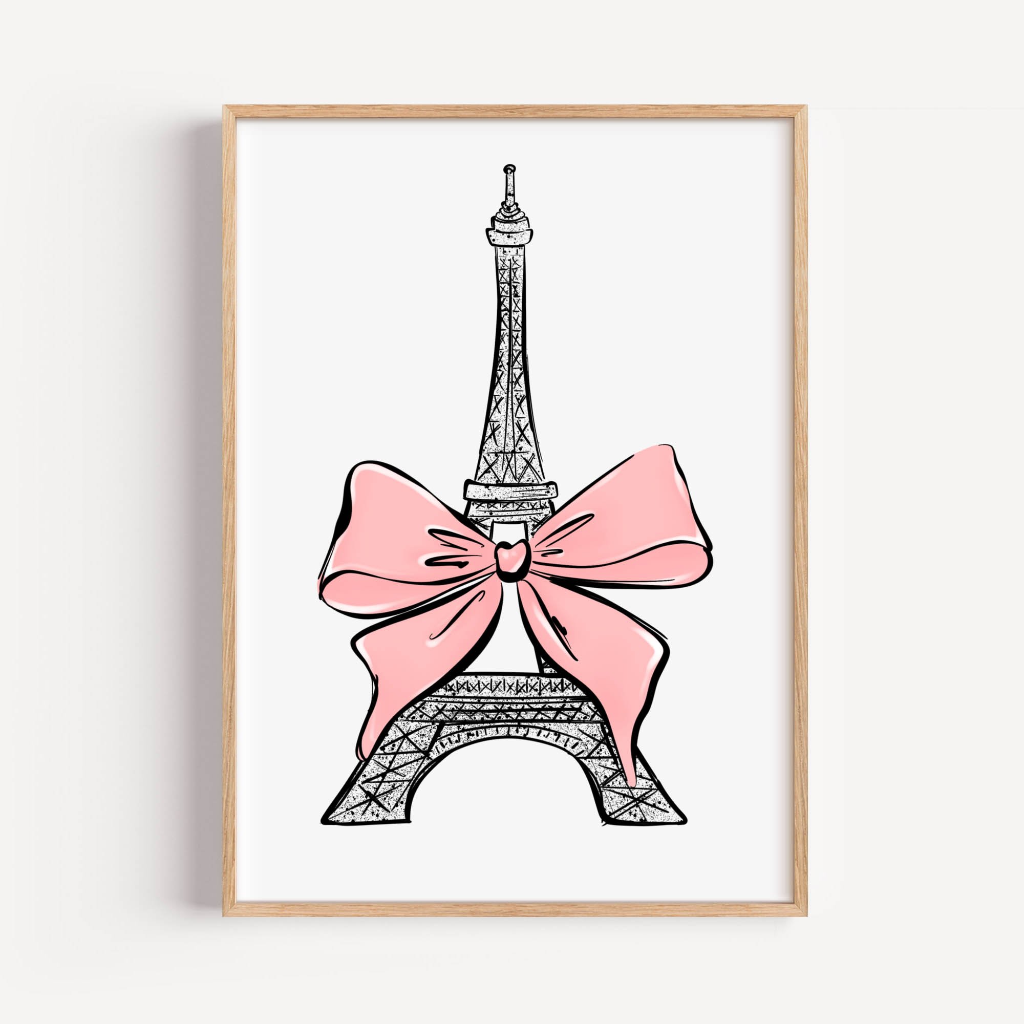 Eiffel Tower with Pink Bow