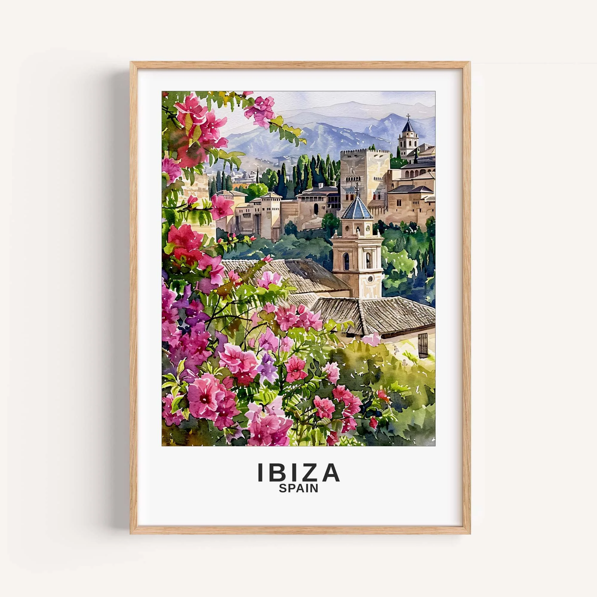 Ibiza Spain Watercolor Travel Wall Art