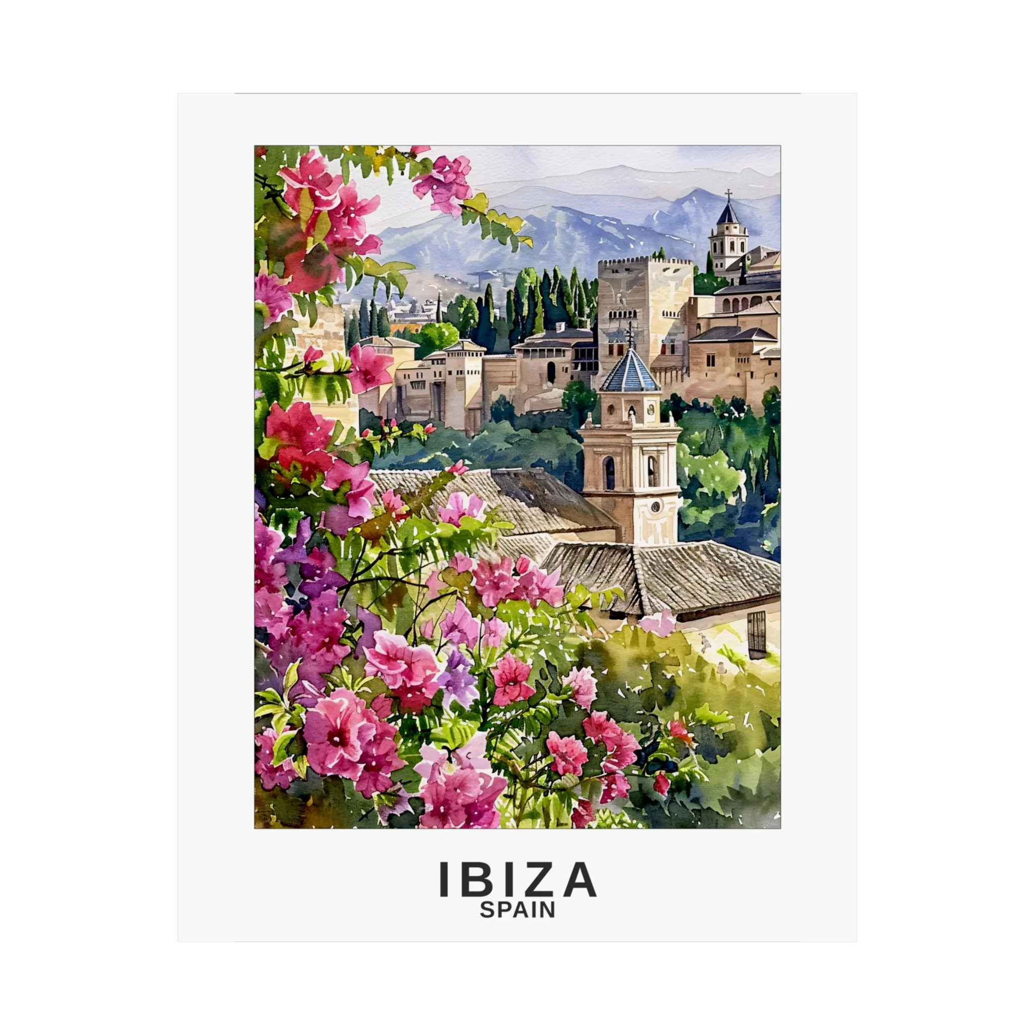 Ibiza Spain Watercolor Travel Wall Art