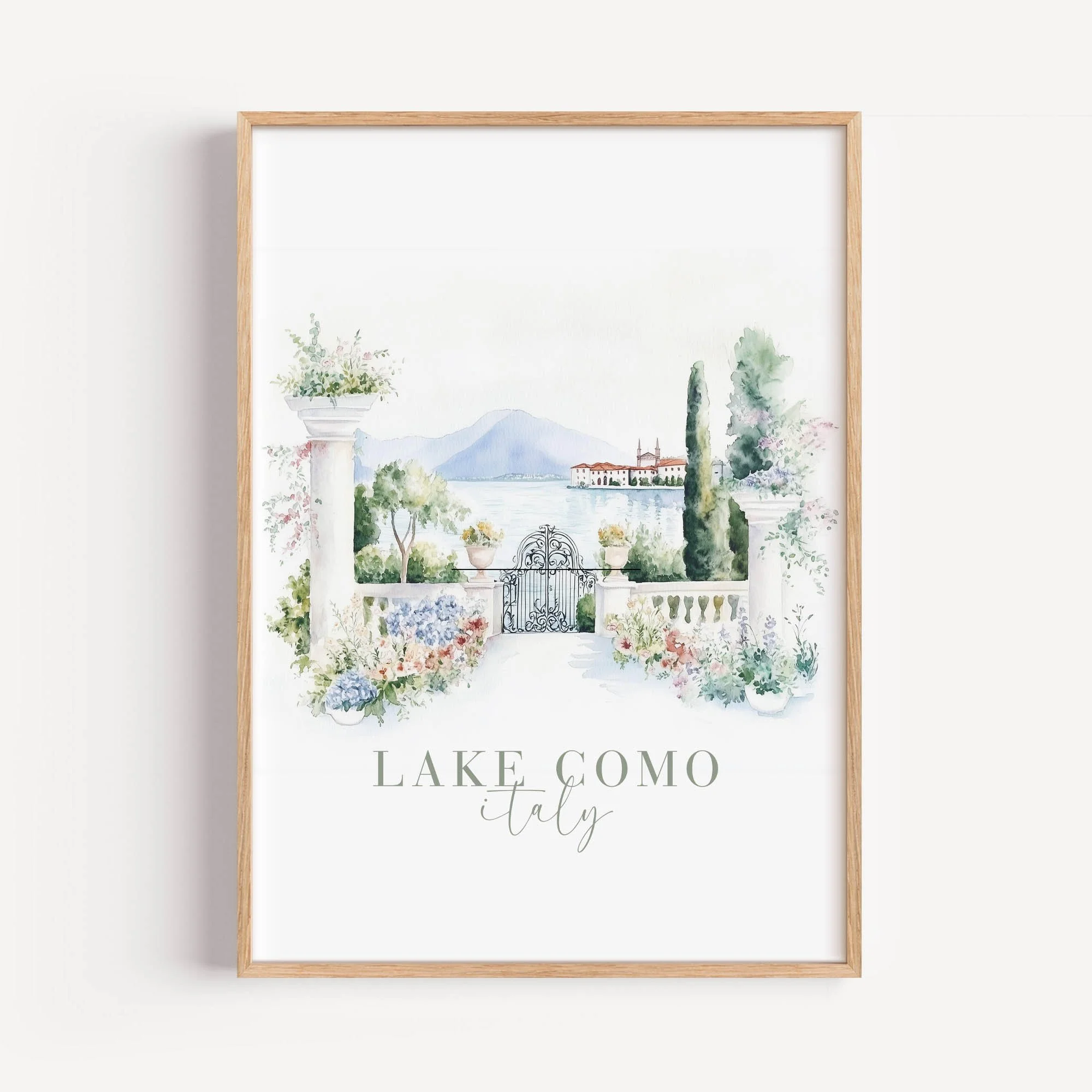 Lake Como Italy Watercolor Wall Art