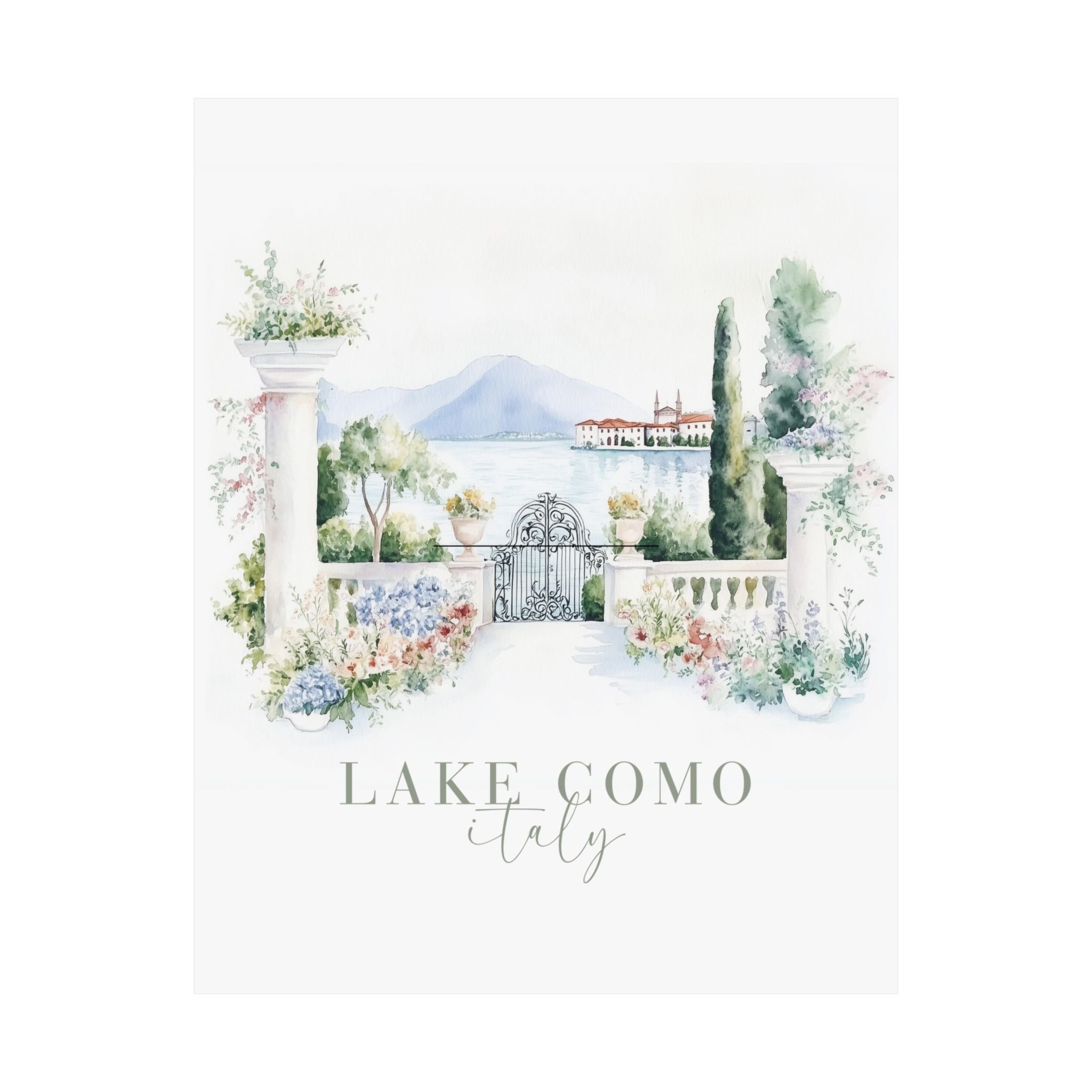 Lake Como Italy Watercolor Wall Art
