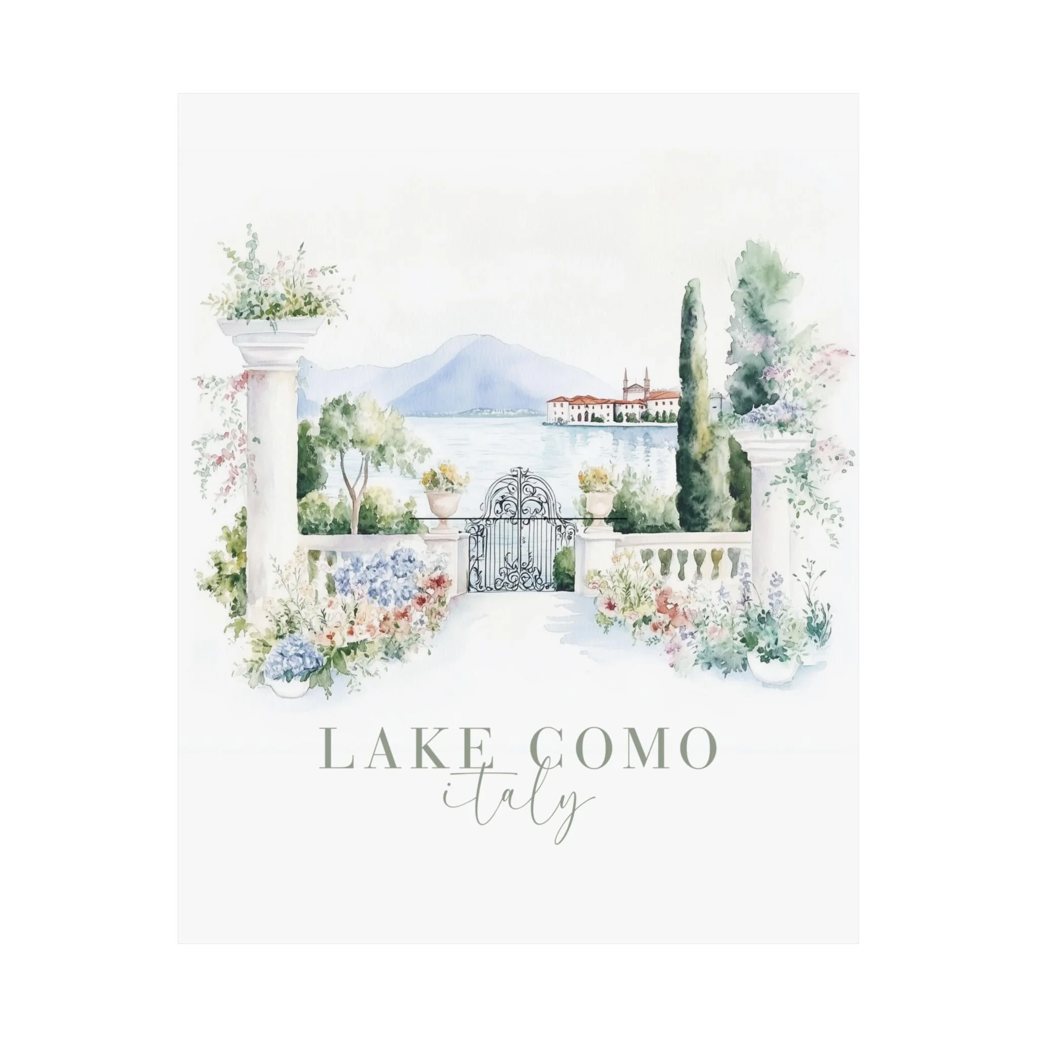 Lake Como Italy Watercolor Wall Art