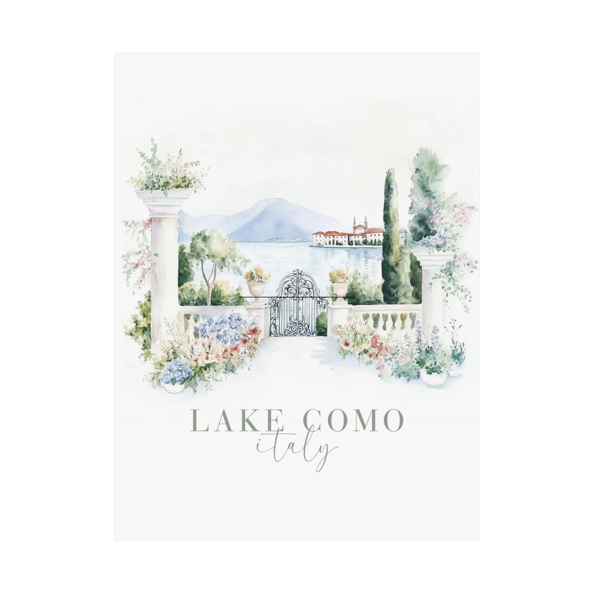 Lake Como Italy Watercolor Wall Art
