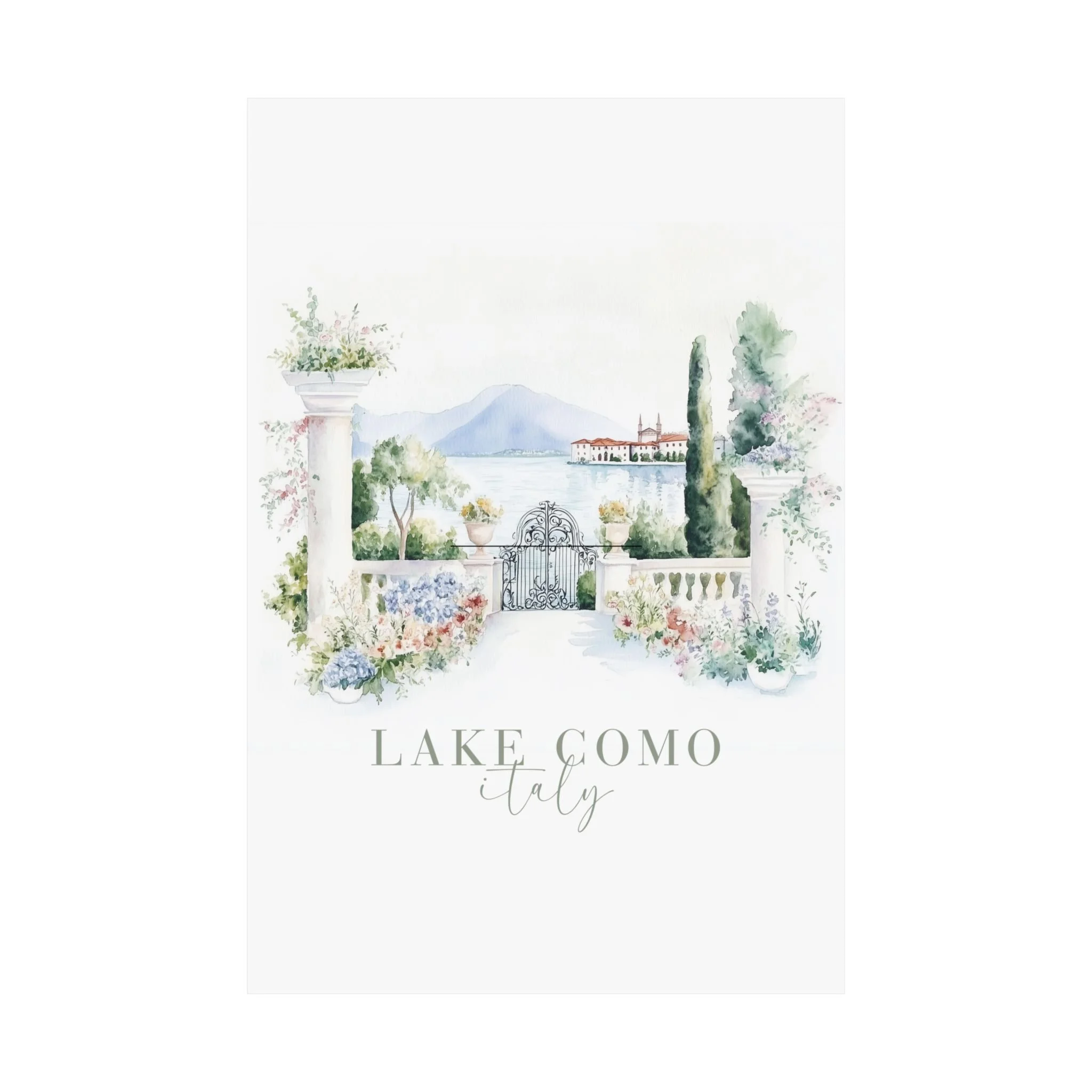 Lake Como Italy Watercolor Wall Art