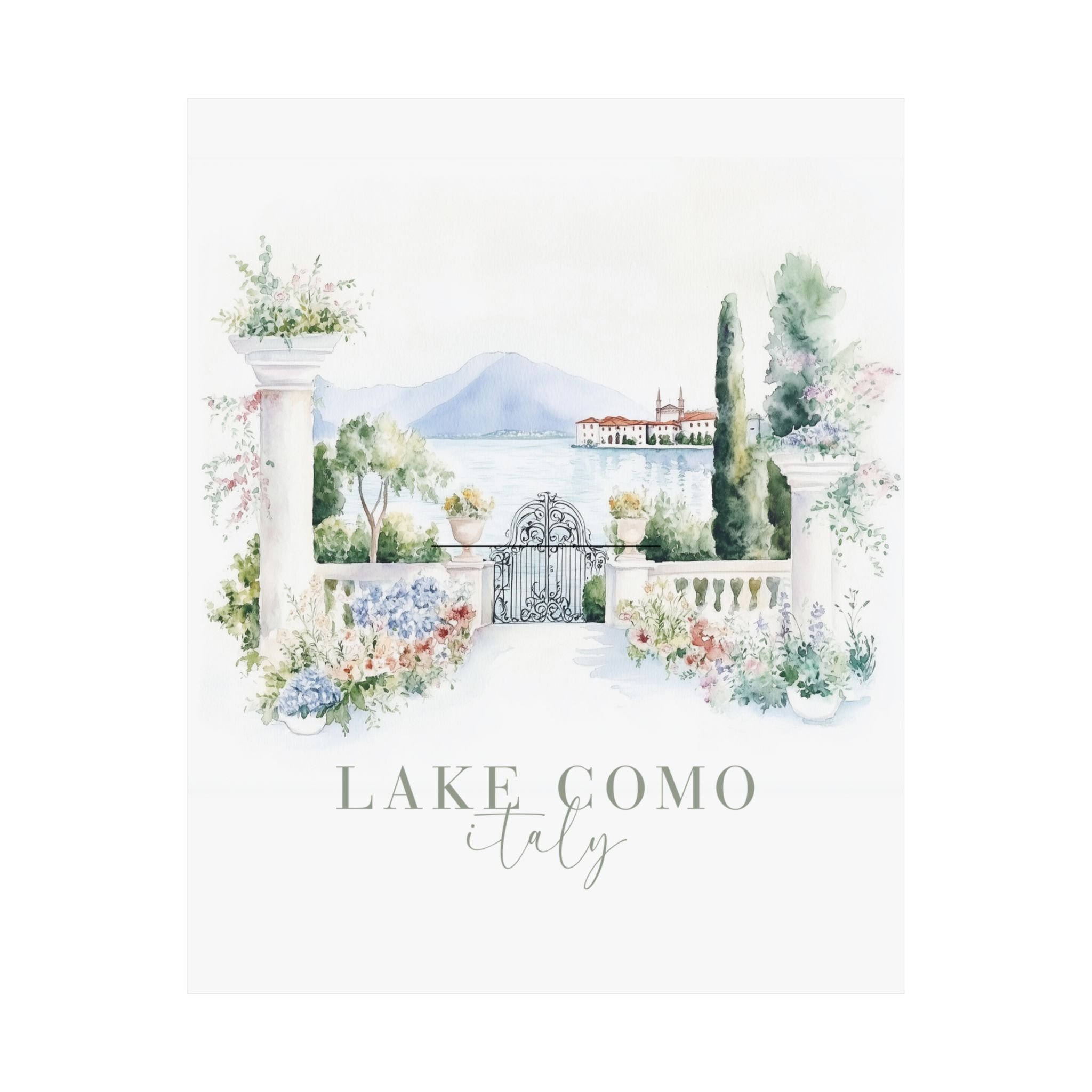 Lake Como Italy Watercolor Wall Art