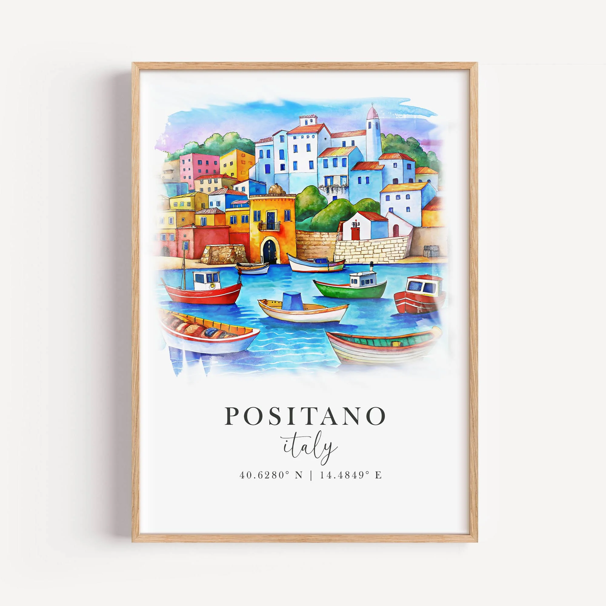 Positano Italy — Amalfi Coast Watercolor Art Print