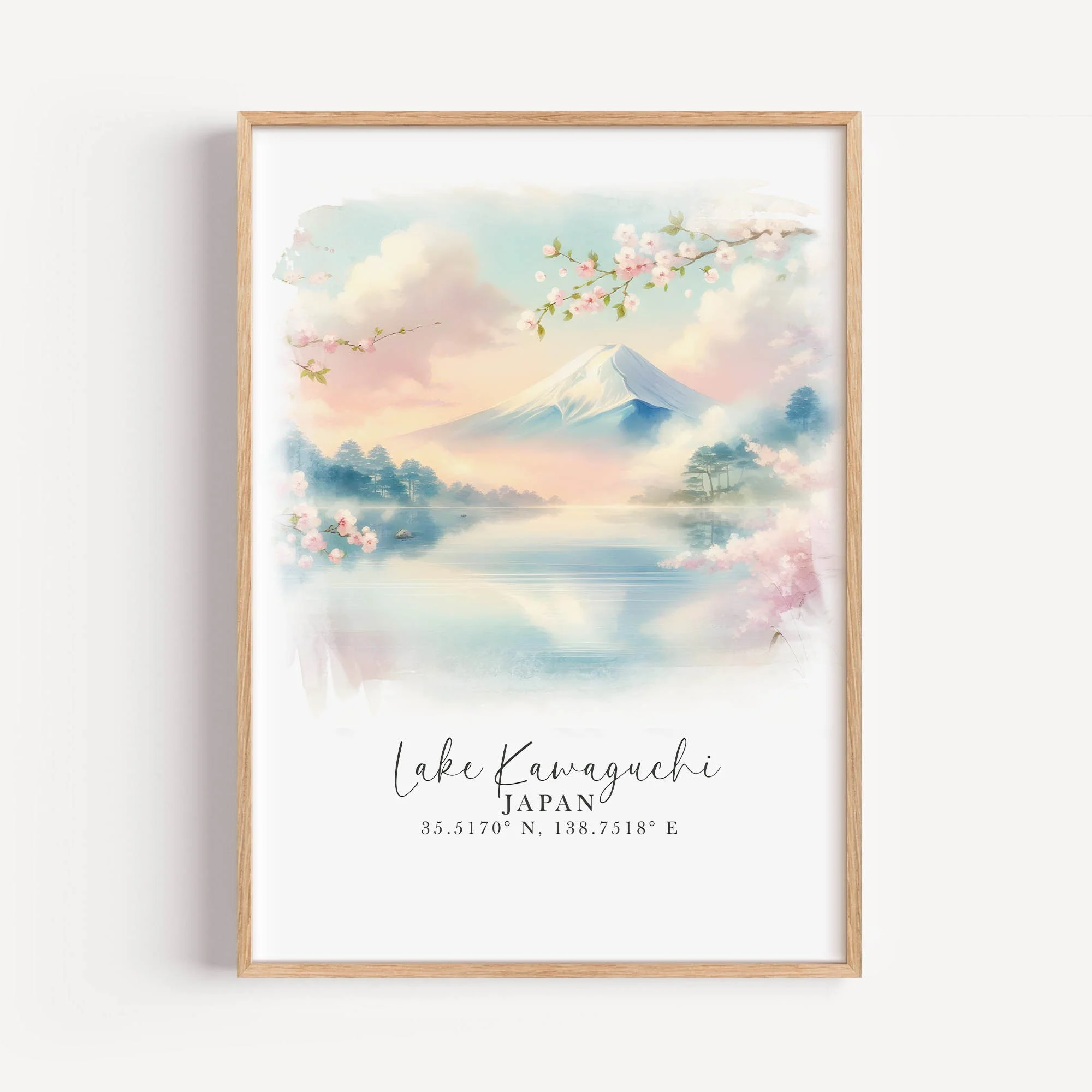 Lake Kawaguchi Japan — Pastel Mount Fuji Landscape Art Print