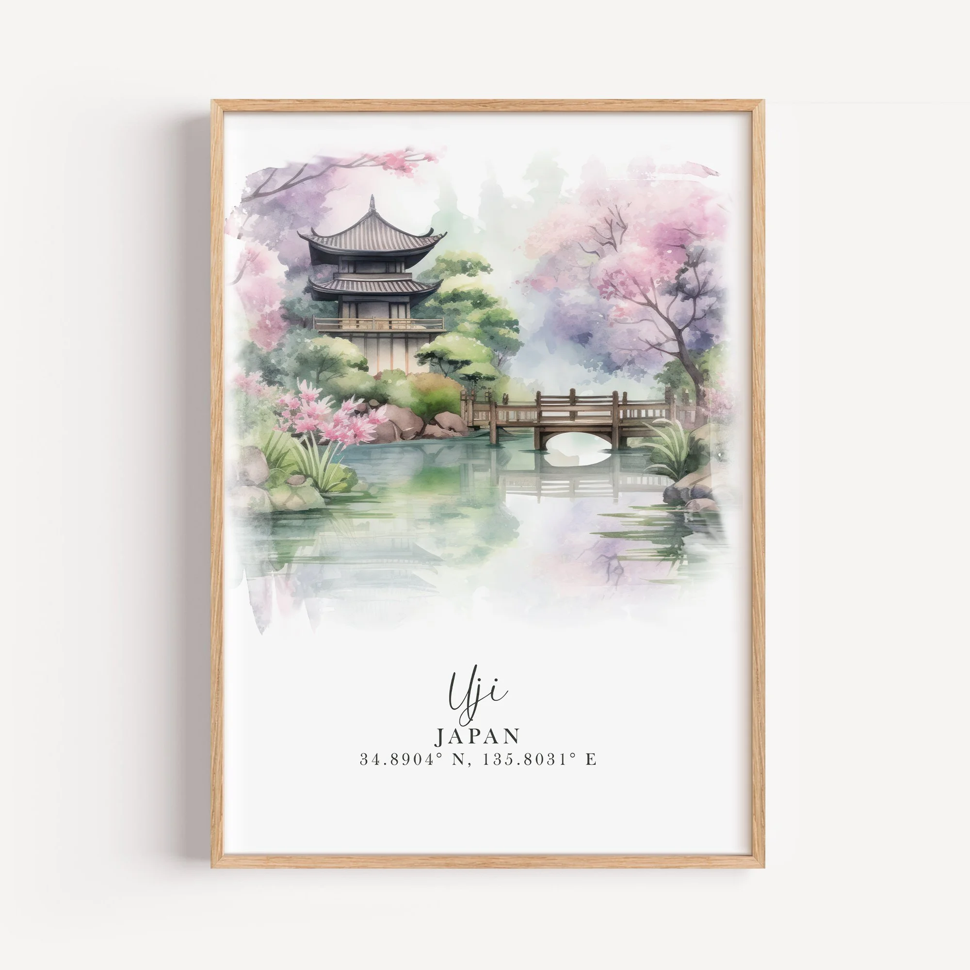 Uji Japan Watercolor Travel Art Print