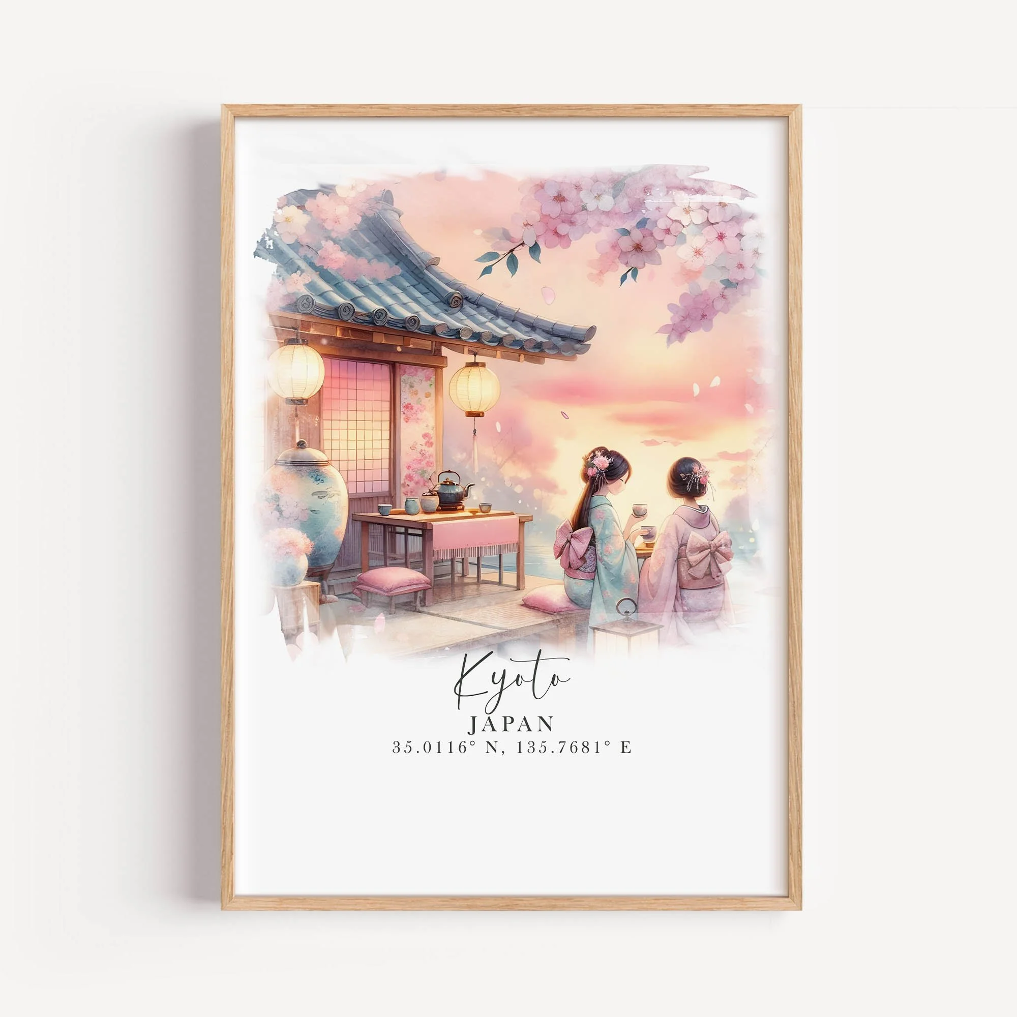 Kyoto Japan — Sakura Geisha Scene Wall Art