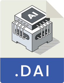 Illustration of a computer chip labeled AI with the domain extension .DAI underneath.
