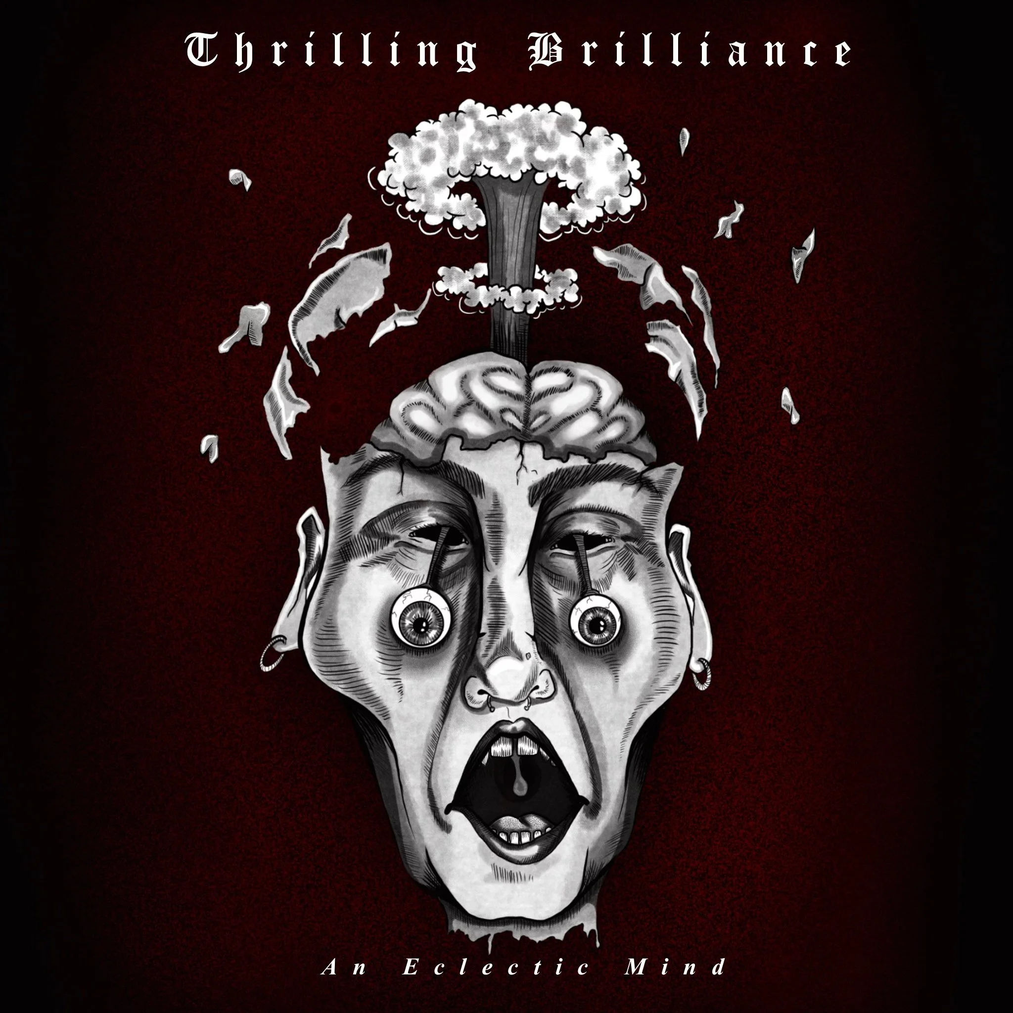 An Eclectic Mind EP cover artwork head exploding eyes poppoing out