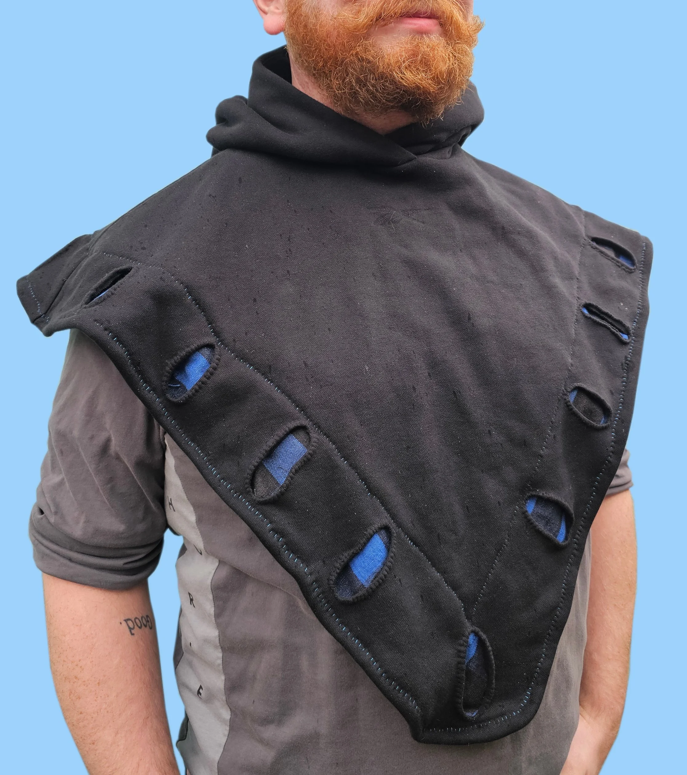 Black Liripipe with Blue Slashes