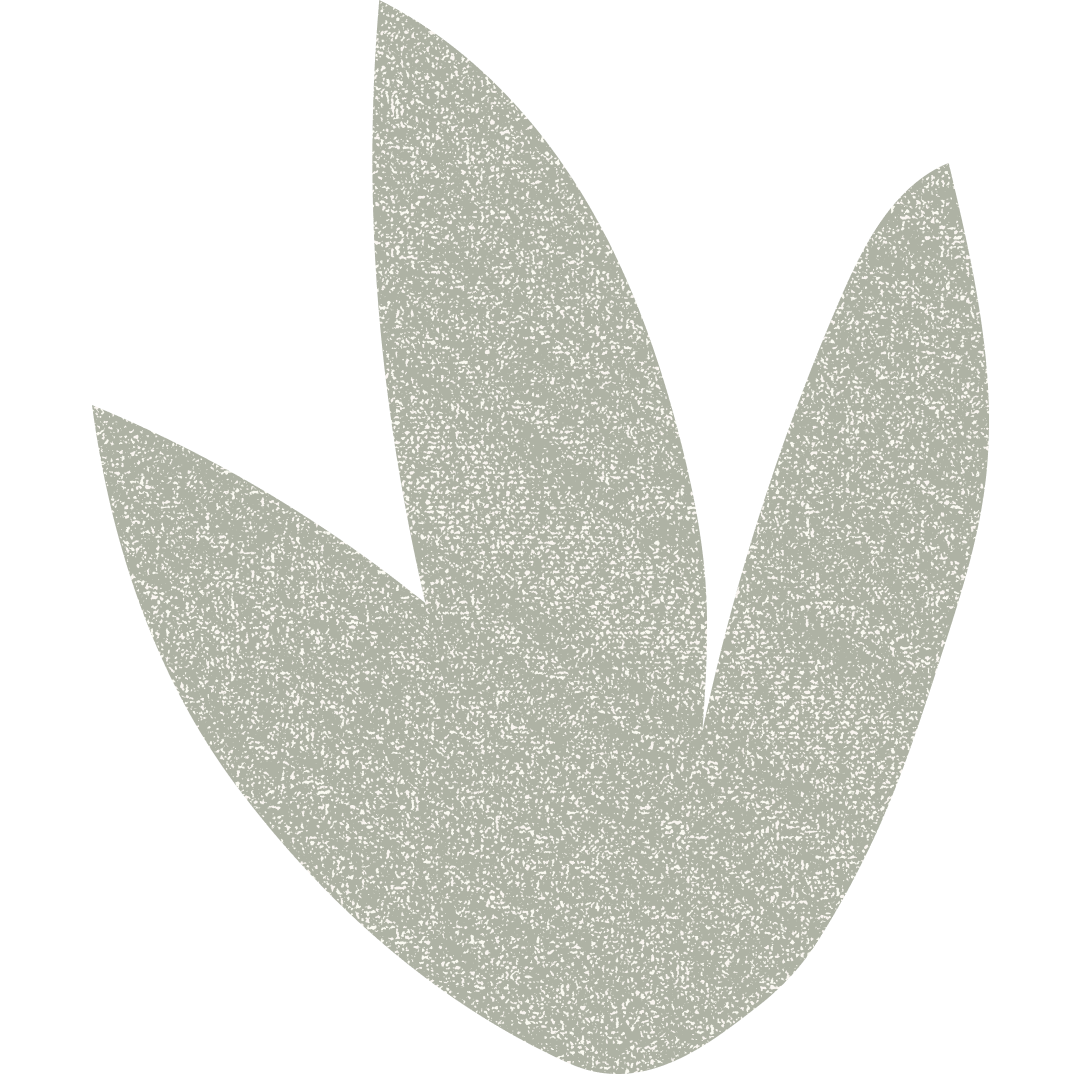 Abstract geometric shape resembling a plant or flower with three large petal-like forms in grayish tones on a black background.