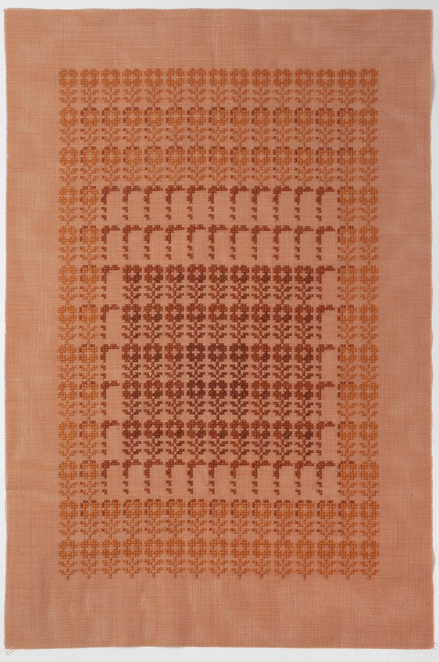 'Charred Oranges', 2026 hand embroidered cotton, 20" x 30"
