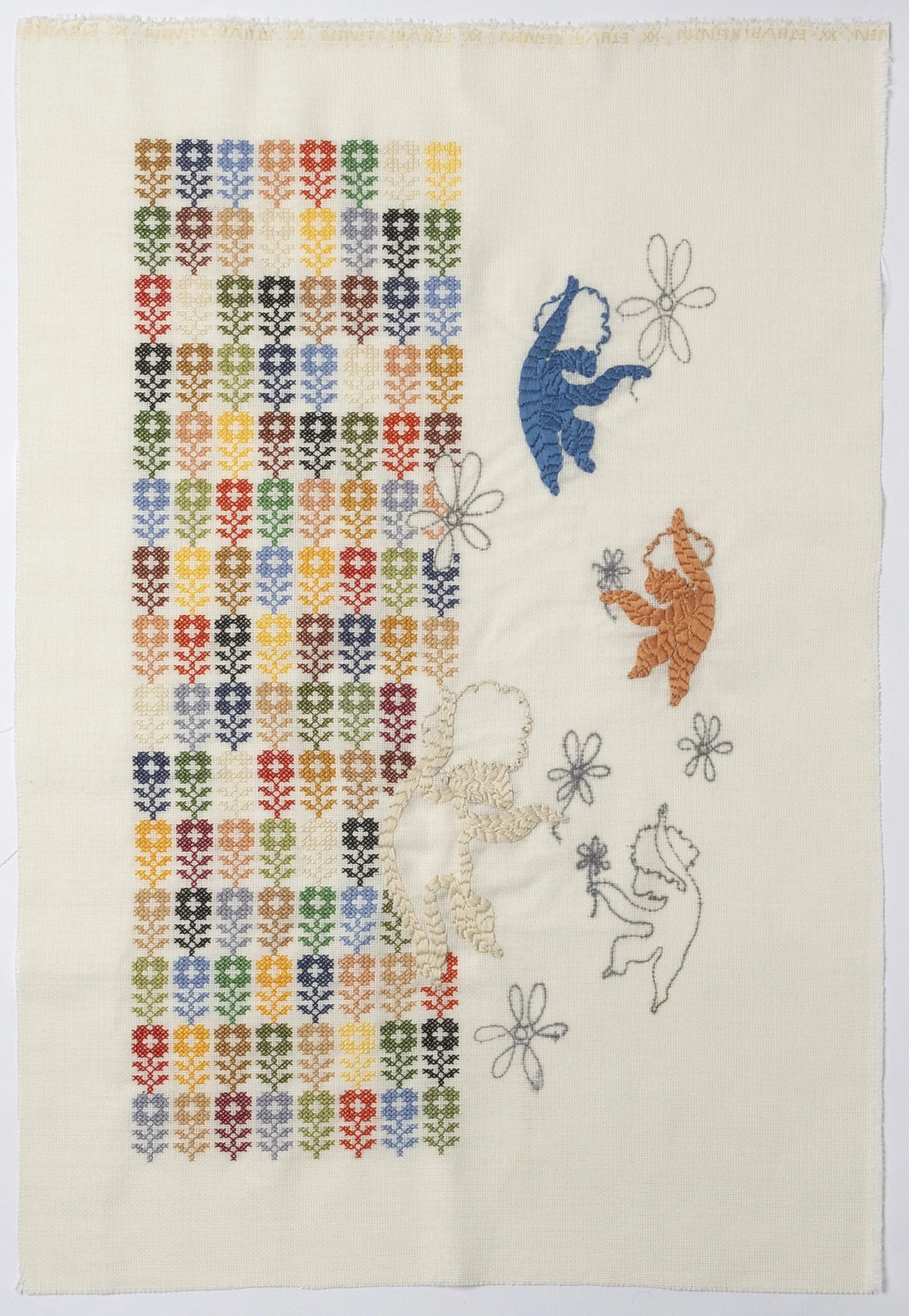 'Last Passage (Unfinished)', 2026, hand embroidered cotton, 20" x 30"
