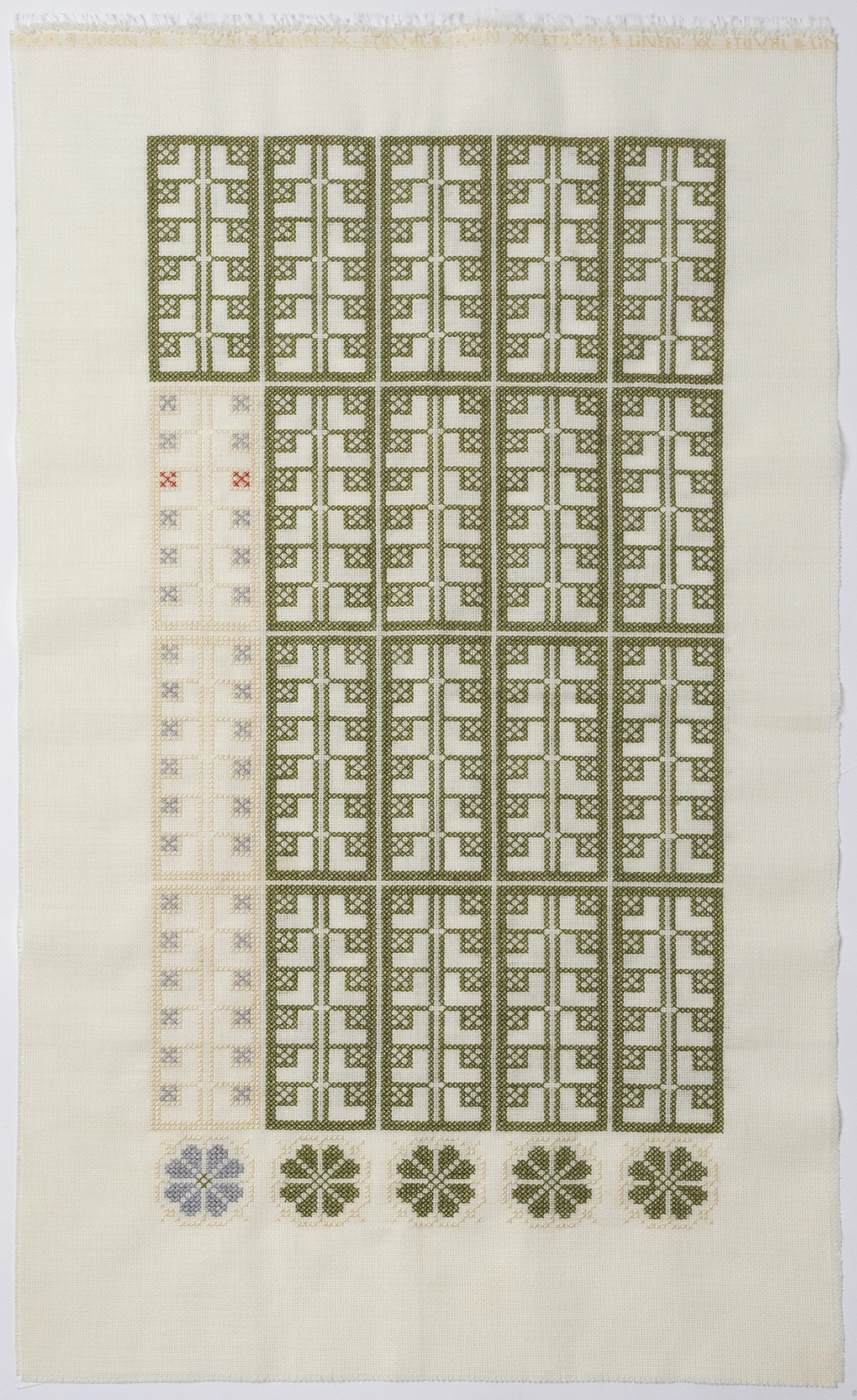 'Generations Removed, Bloom', 2025, hand embroidered cotton, 20" x 30"