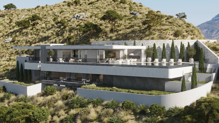 Vista Lago villas on the hillside at Real de La Quinta, Benahavís