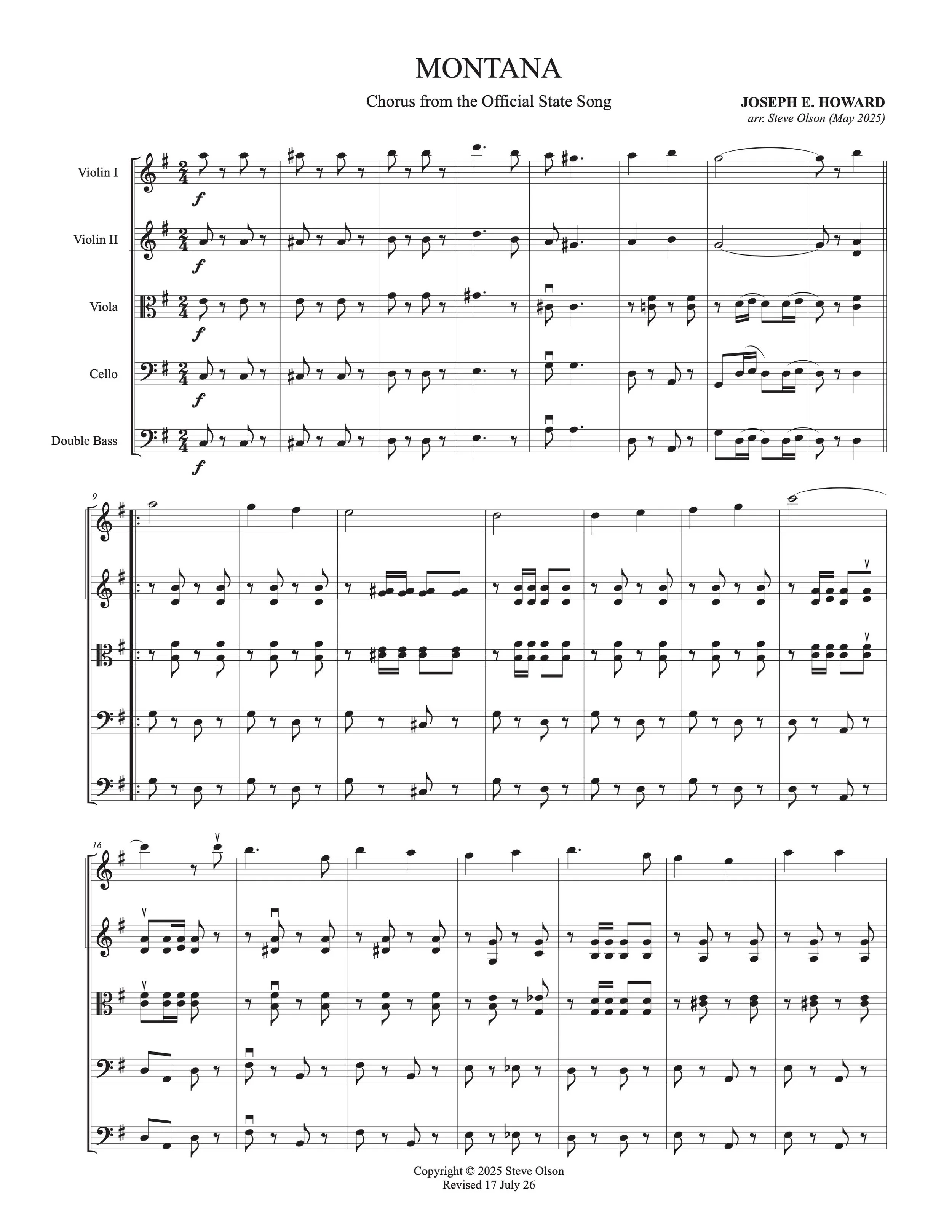 Montana (State Song Chorus) - Joseph Howard