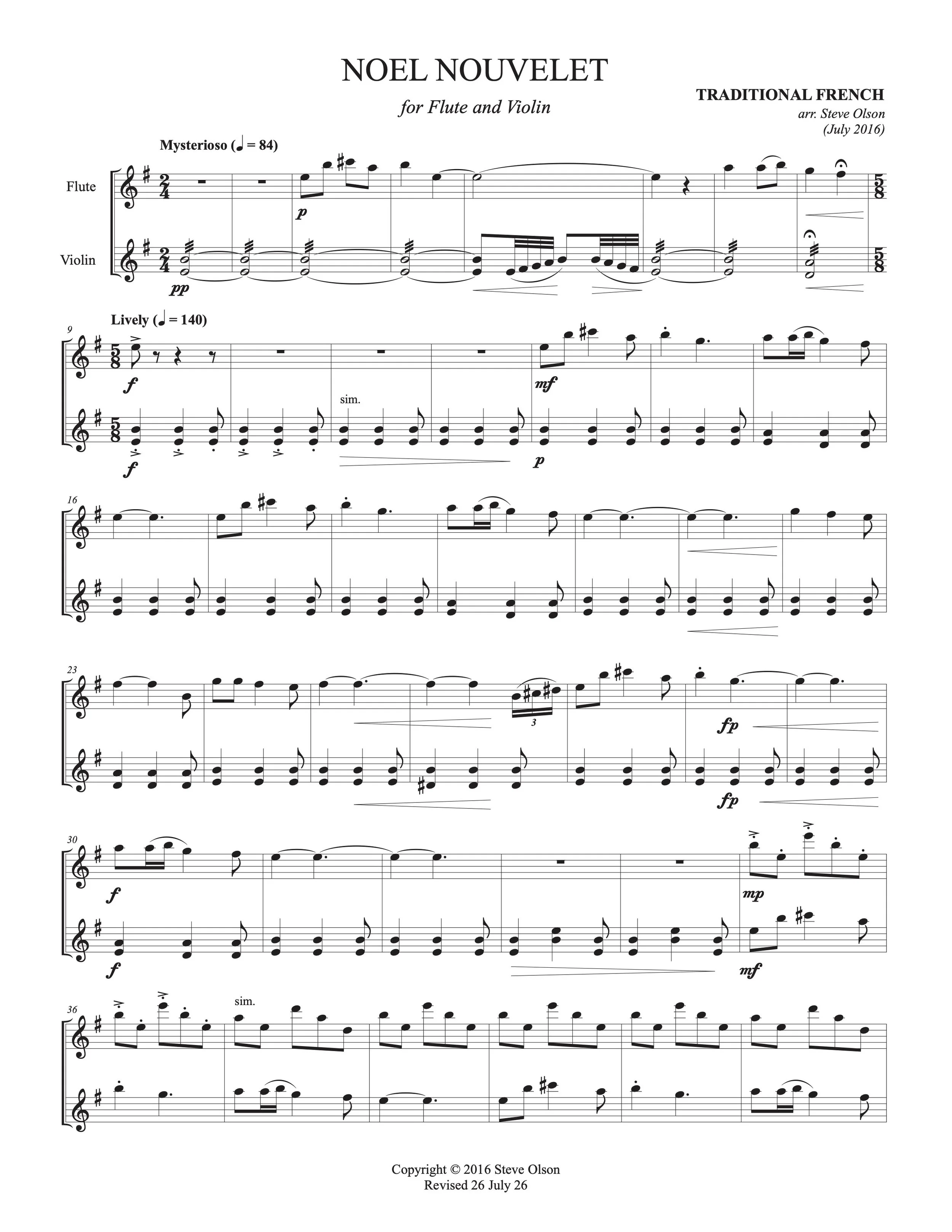 Noël Nouvelet (Flute and Violin)