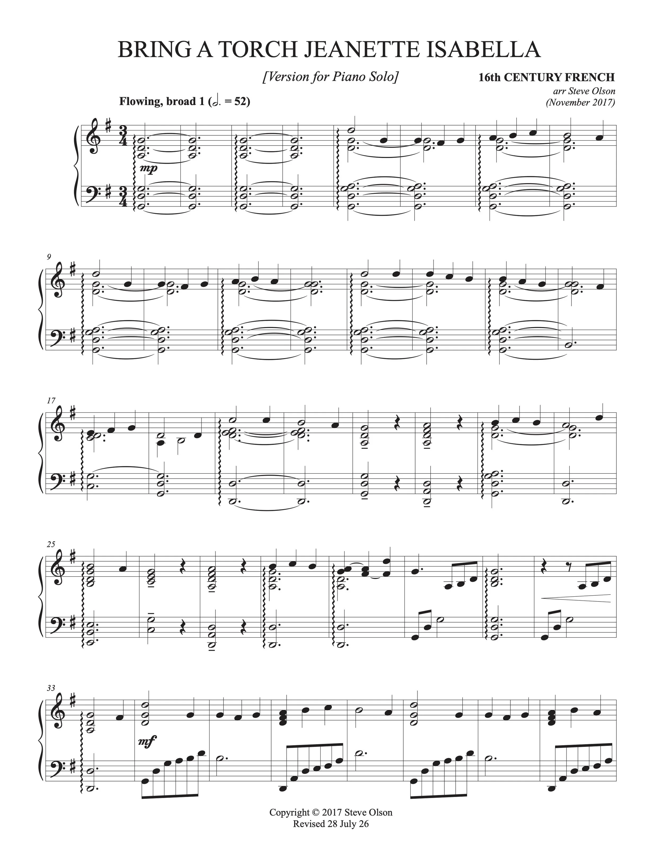 Bring a Torch Jeanette Isabella (Piano)
