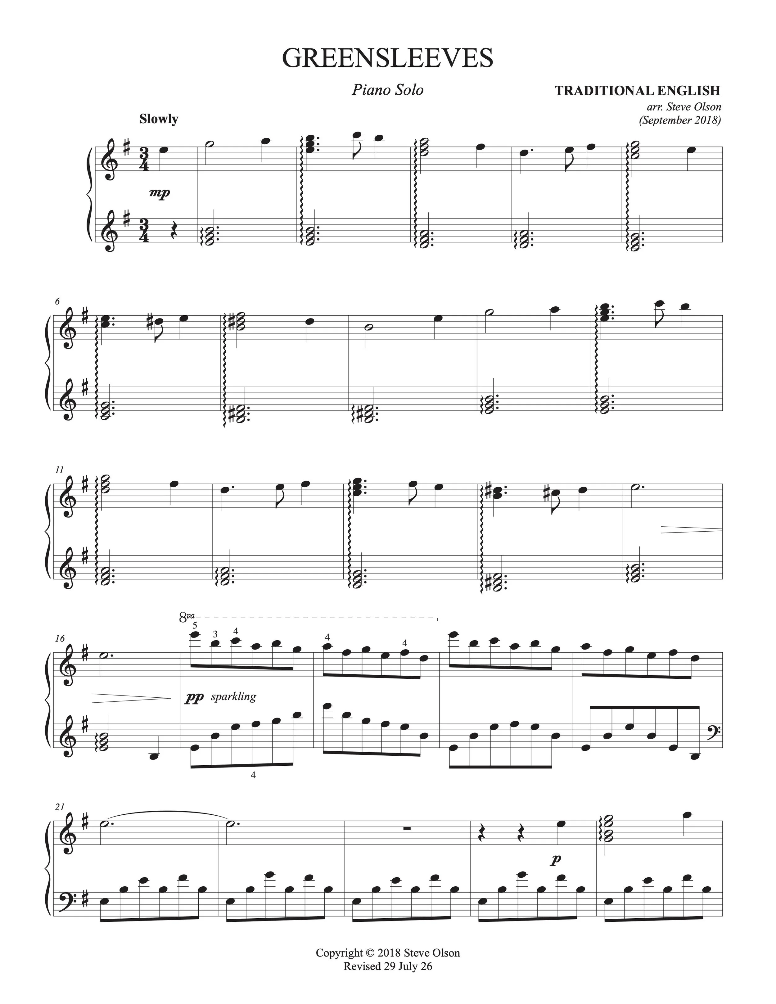 Greensleeves (Piano)