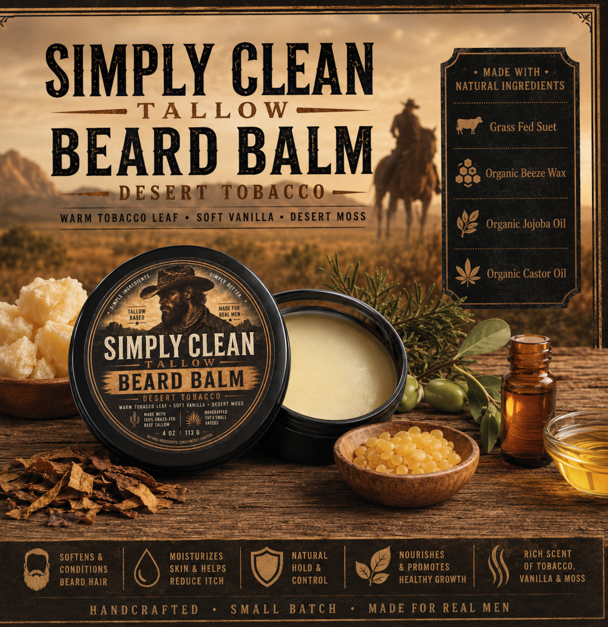 Simply Clean Beard Balm 4 Oz