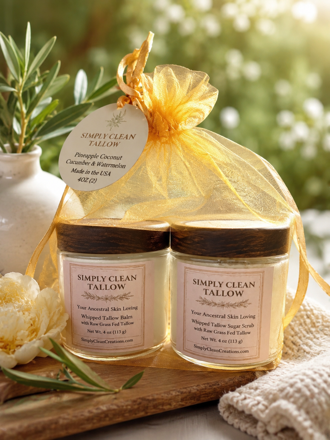 Tallow Whipped Balm and Sugar Scrub 4oz each