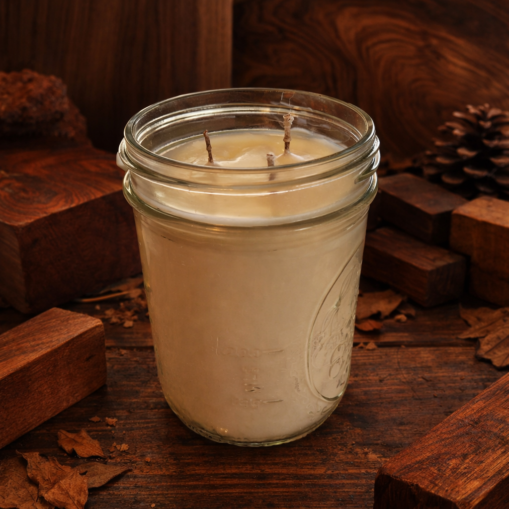 Mahogany Teakwood Three Wick Soy Candle