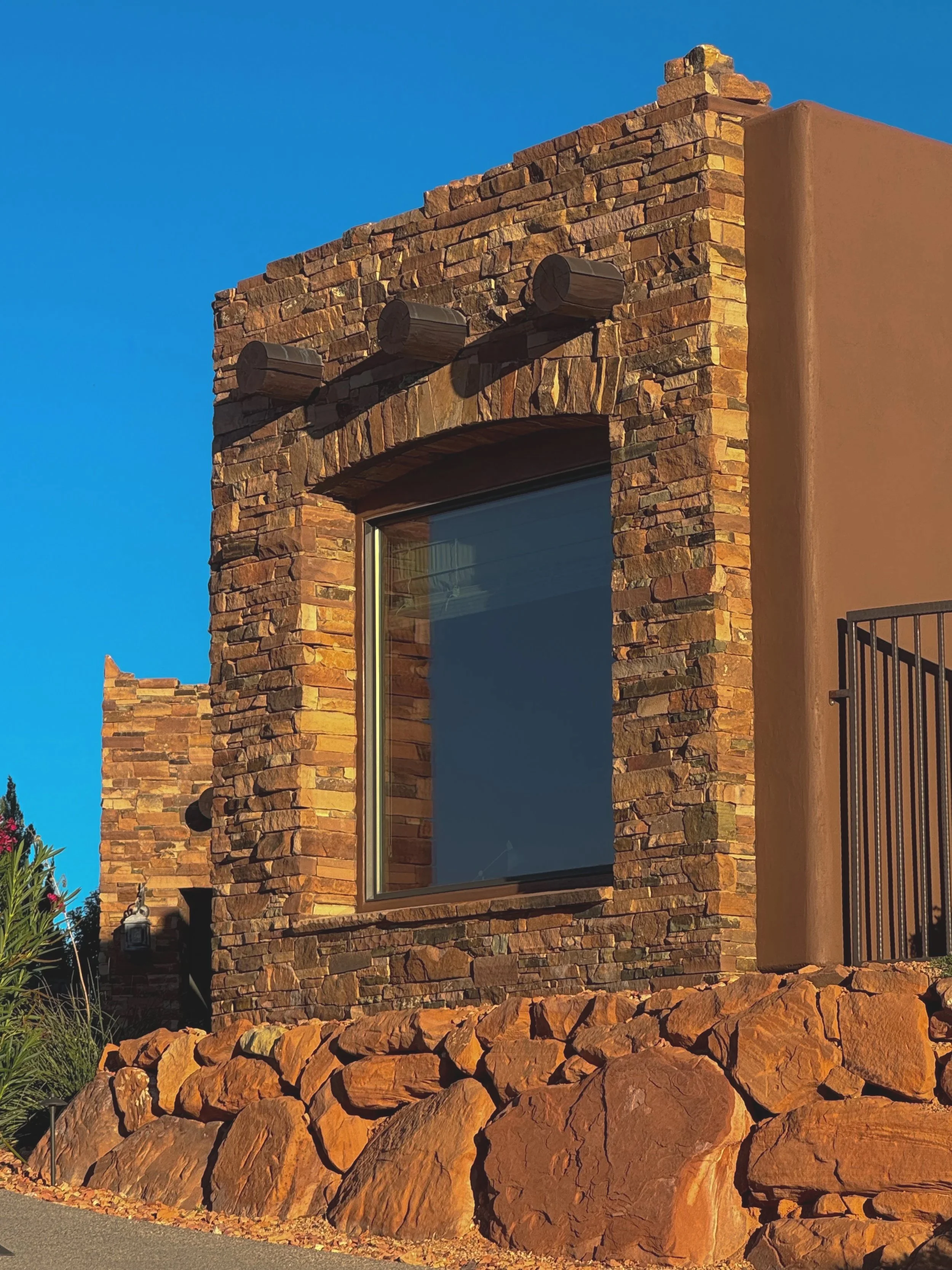 Custom brick window frame displayed on a southern Utah home.