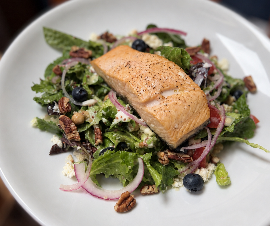 Salmon Salad with Quinoa + Berries