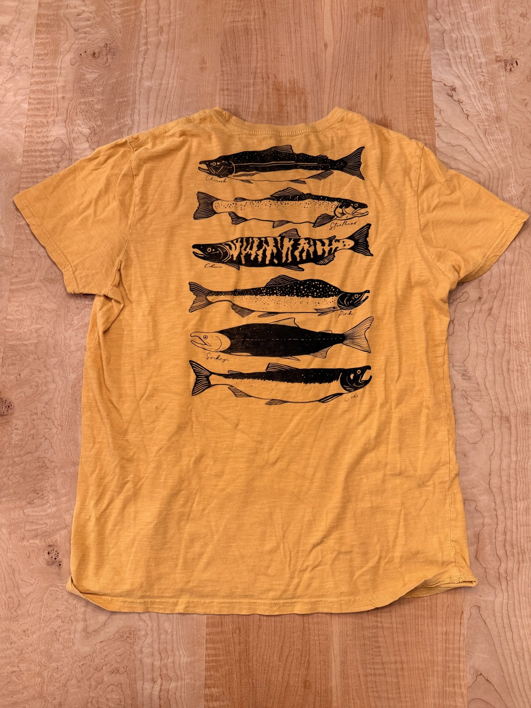 Lightly Used Medium Short Sleeve Yellow Fish Shirt