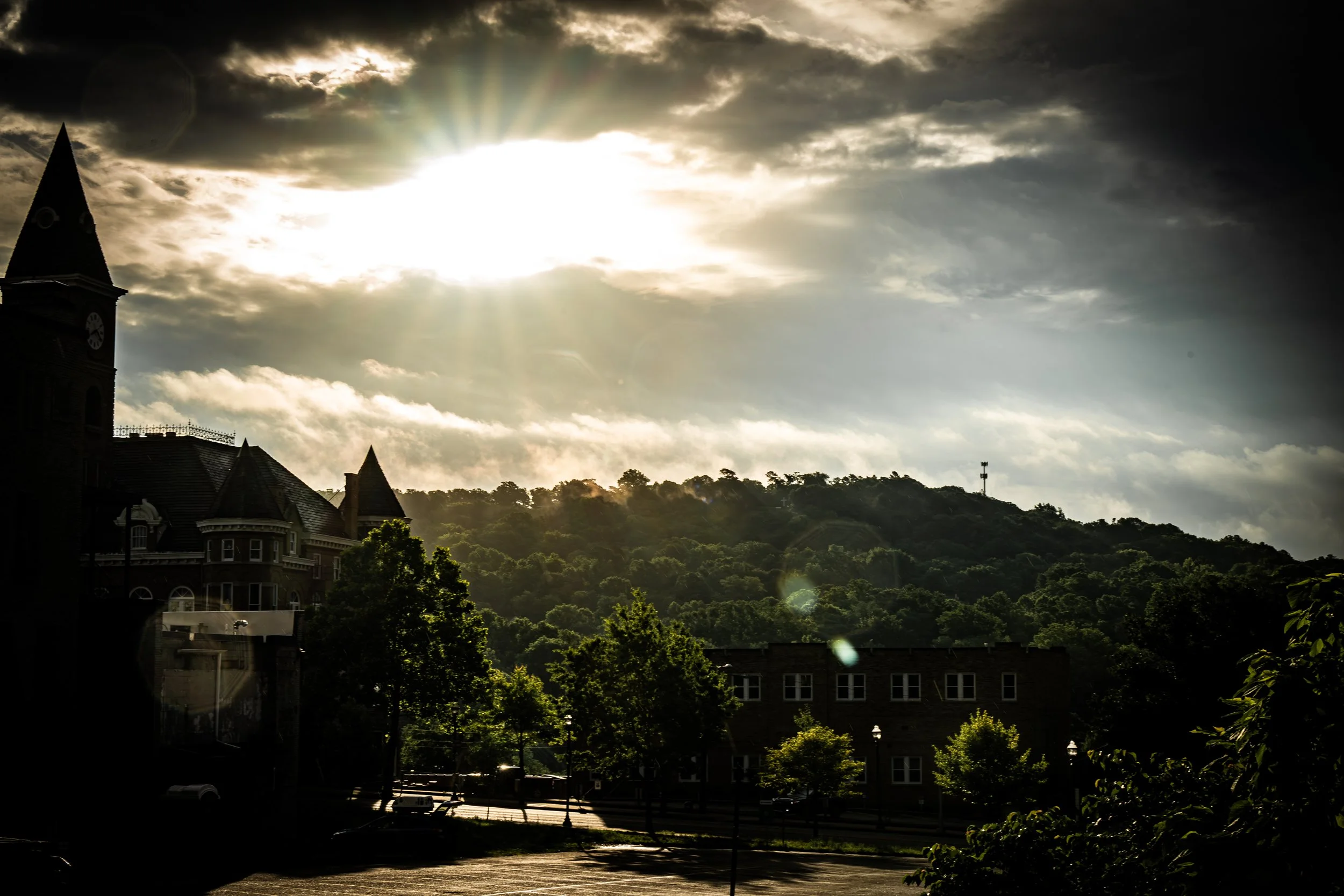 Sun Over Rainy Downtown Fayetteville 