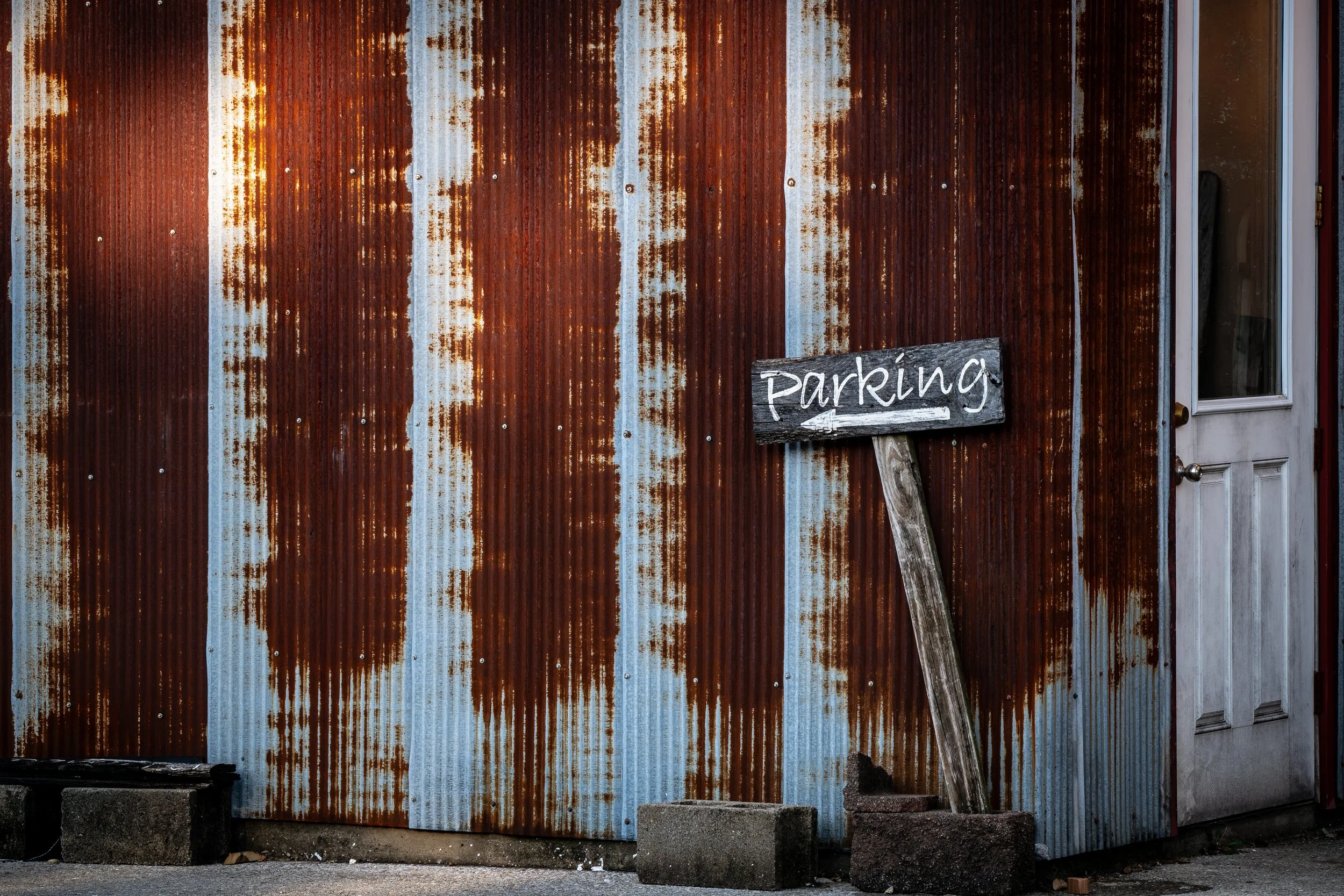 Rustic Parking Sign in Historic Cane Hill Arkansas