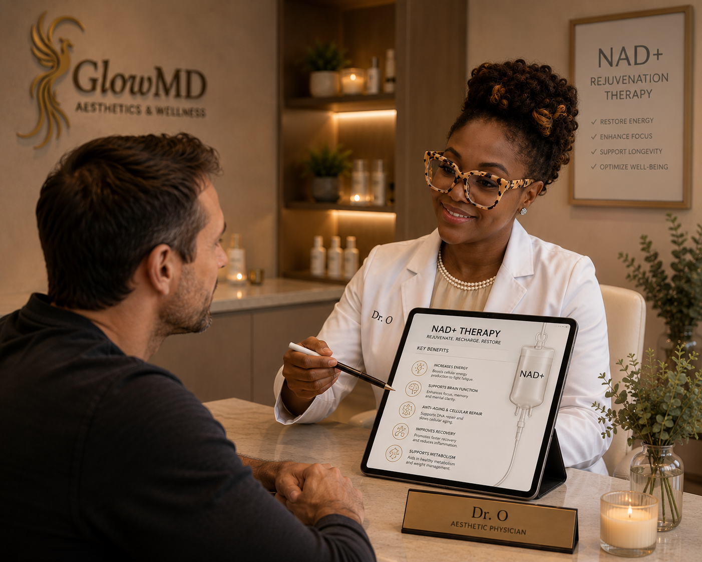 Men’s wellness consultation at GlowMD Aesthetics and Wellness Institute in Katy TX