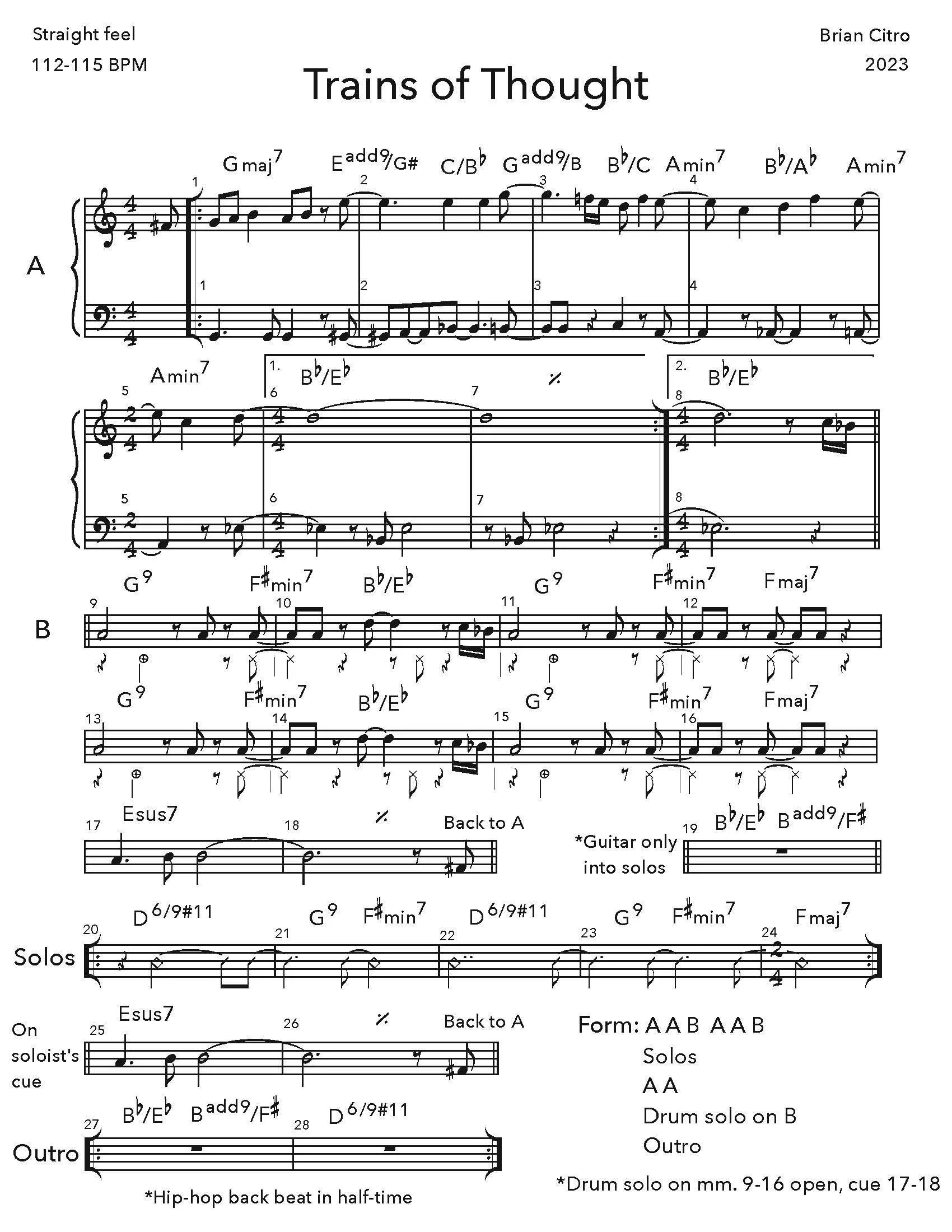 Brian Citro's composition Trains of Thought
