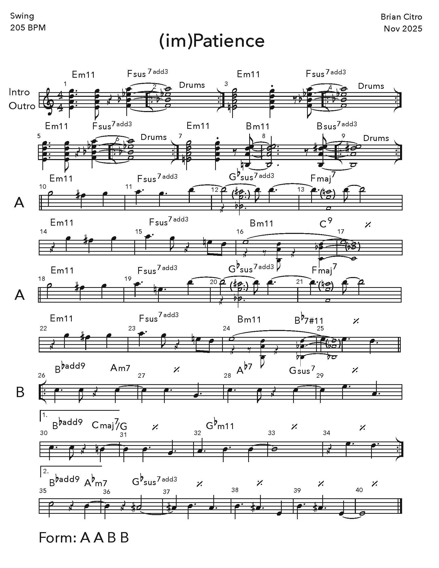 Brian Citro's composition (im)Patience