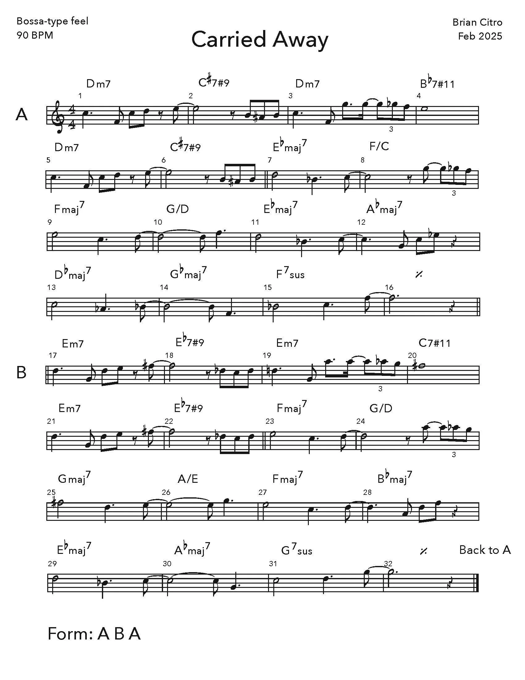 Brian Citro's composition Carried Away