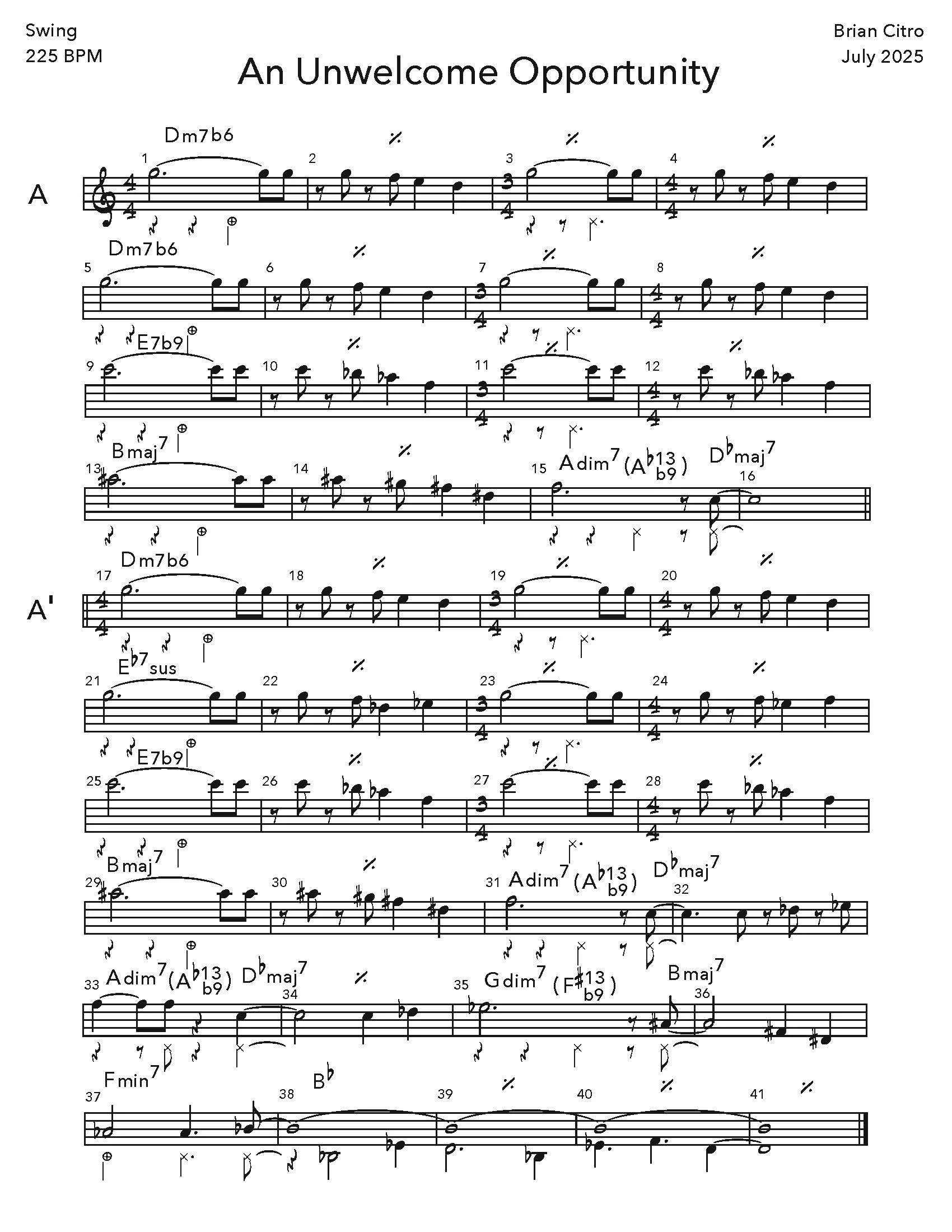 Brian Citro's composition An Unwelcome Opportunity