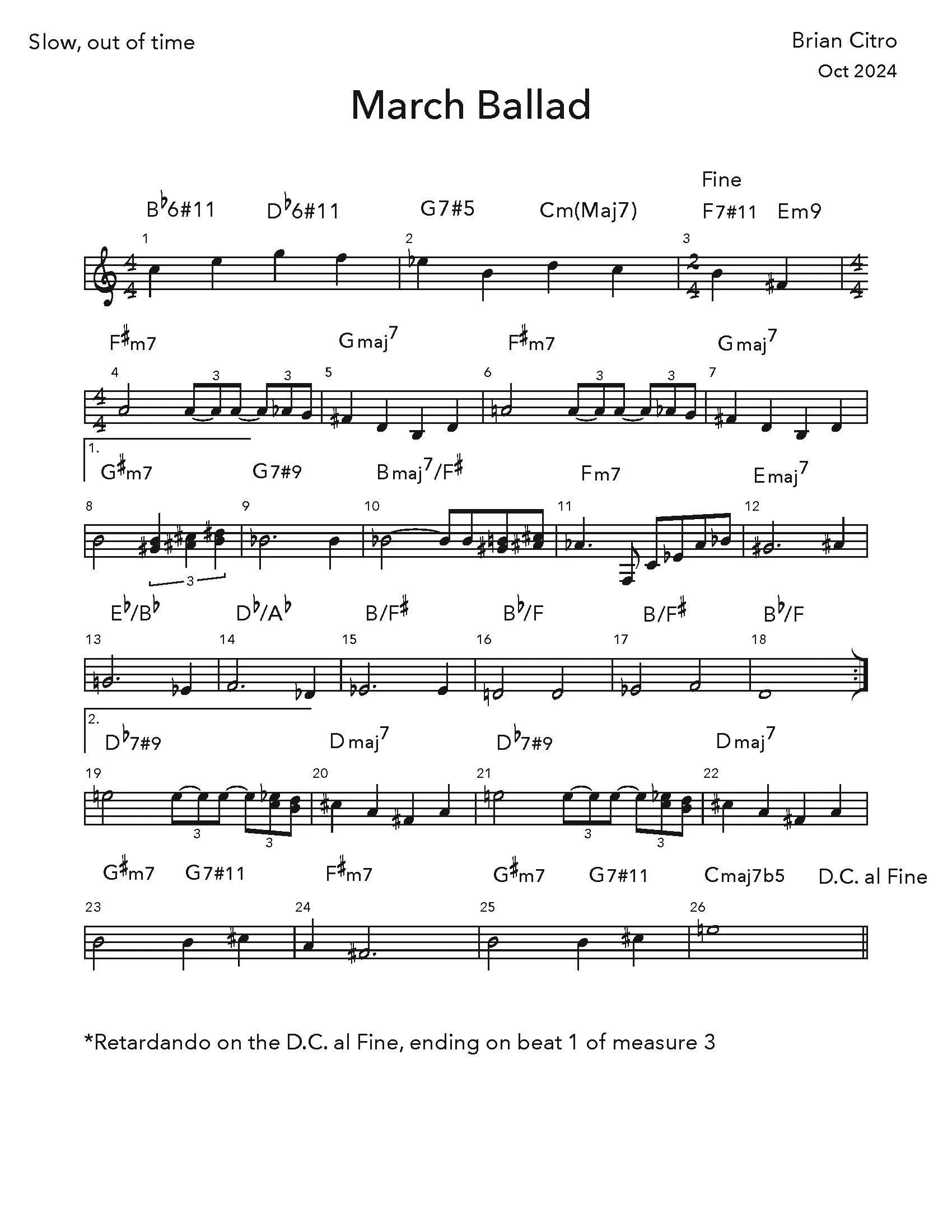 Brian Citro's composition March Ballad