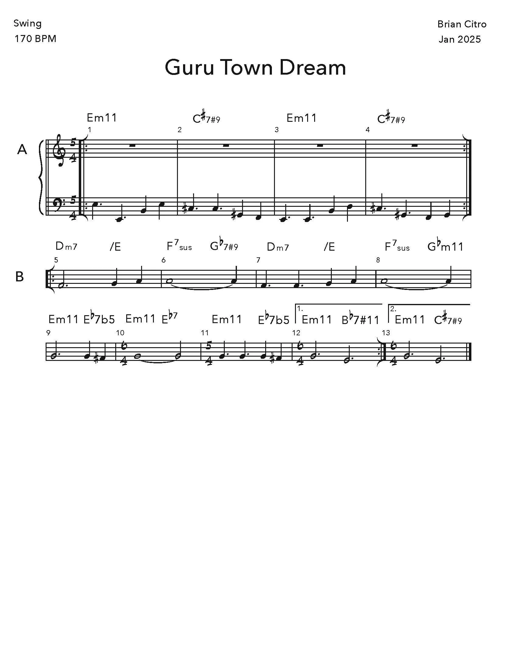 Brian Citro's composition Guru Town Dream