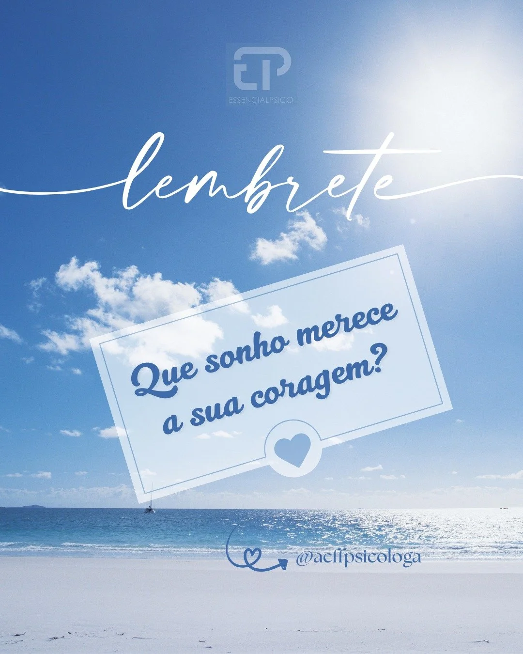 Que sonho merece a sua coragem?

Conta aqui nos coment&aacute;rios.
&Agrave;s vezes, escrever j&aacute; &eacute; o primeiro passo.