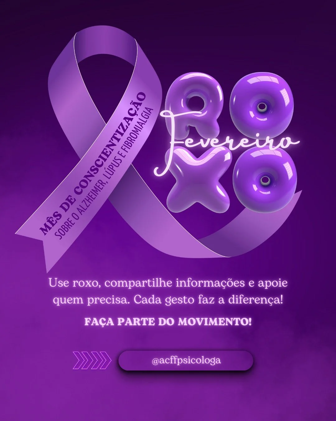 💜 Fevereiro Roxo &eacute; um convite &agrave; conscientiza&ccedil;&atilde;o e ao acolhimento.
Alzheimer, L&uacute;pus e Fibromialgia s&atilde;o condi&ccedil;&otilde;es cr&ocirc;nicas que impactam n&atilde;o apenas o corpo, mas tamb&eacute;m a sa&uac