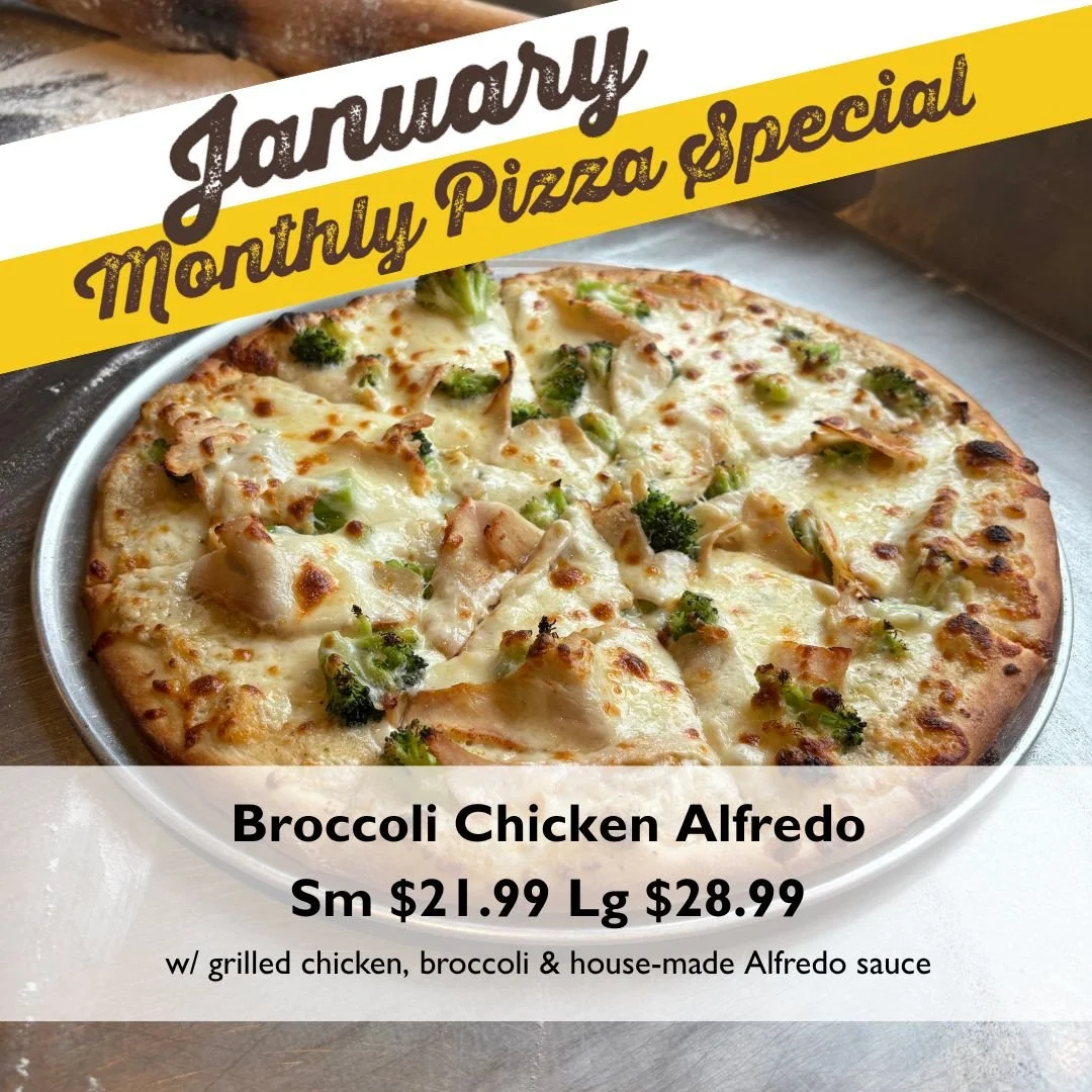 Broccoli Chicken Alfredo Pizza